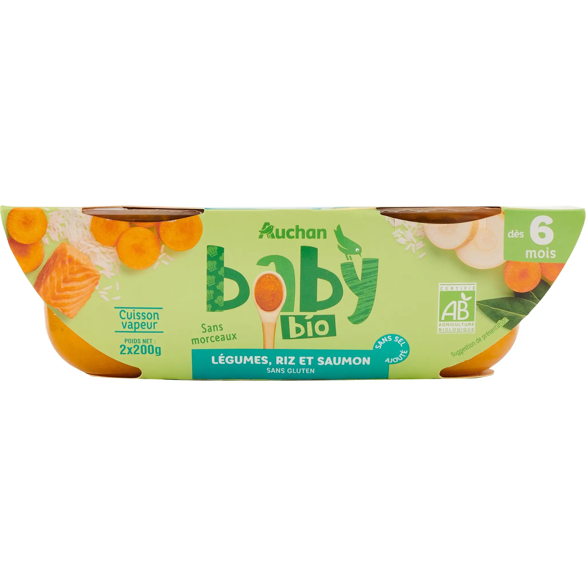 AUCHAN BABY BIO Bol légumes riz et saumon dés 6 mois