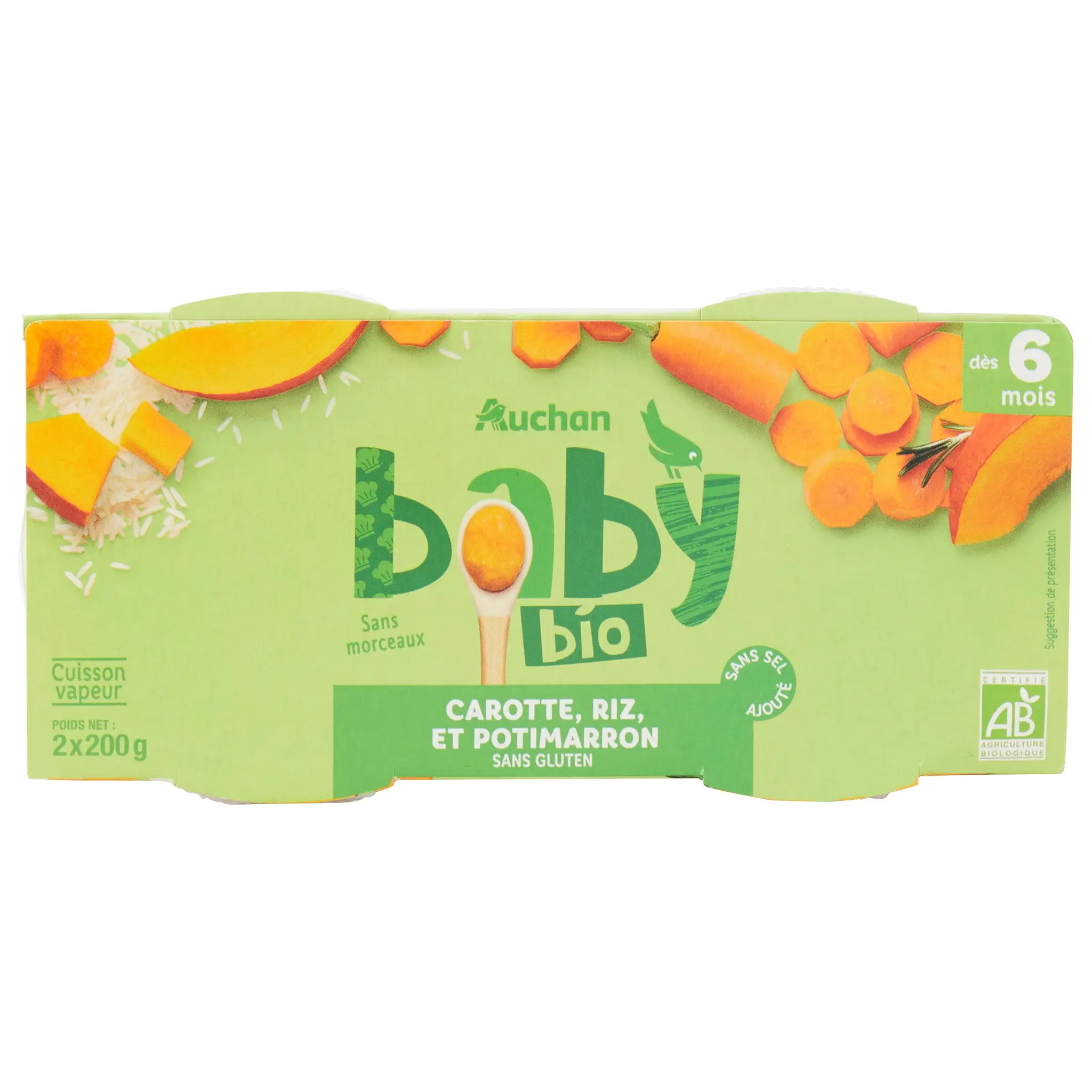 AUCHAN BABY BIO Bol carotte riz et potimarron dès 6 mois