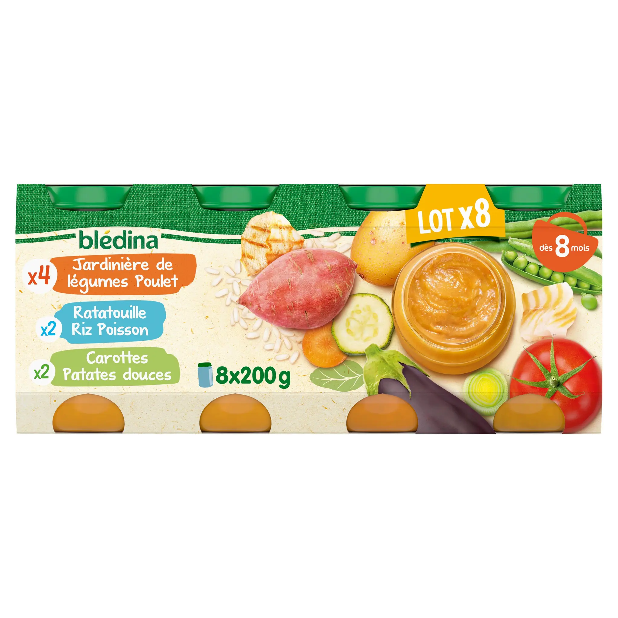 BLEDINA Petit pot Jardinière légumes poulet ratatouille riz poisson carottes patates douces dès 8 mois
