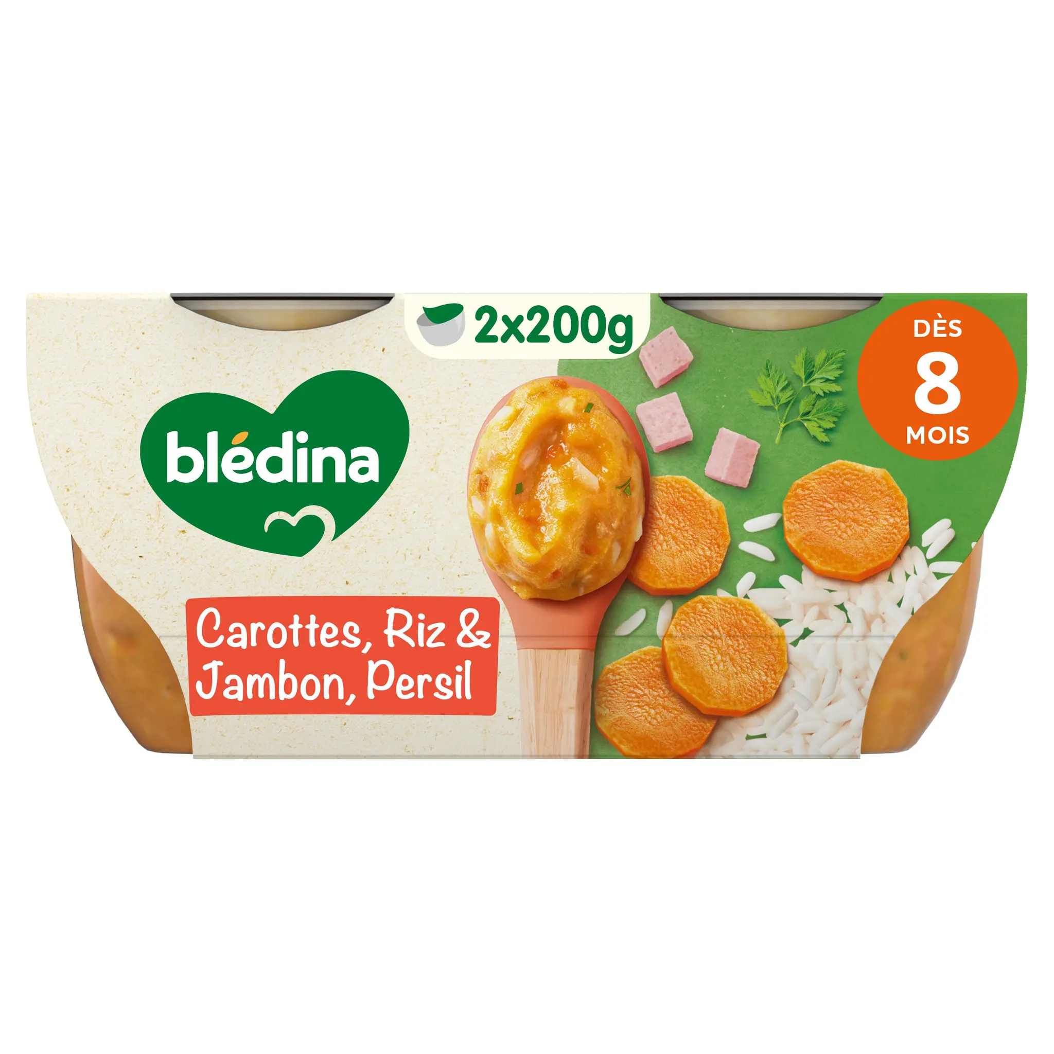BLEDINA Mes moulinés bol carottes riz jambon dès 8 mois