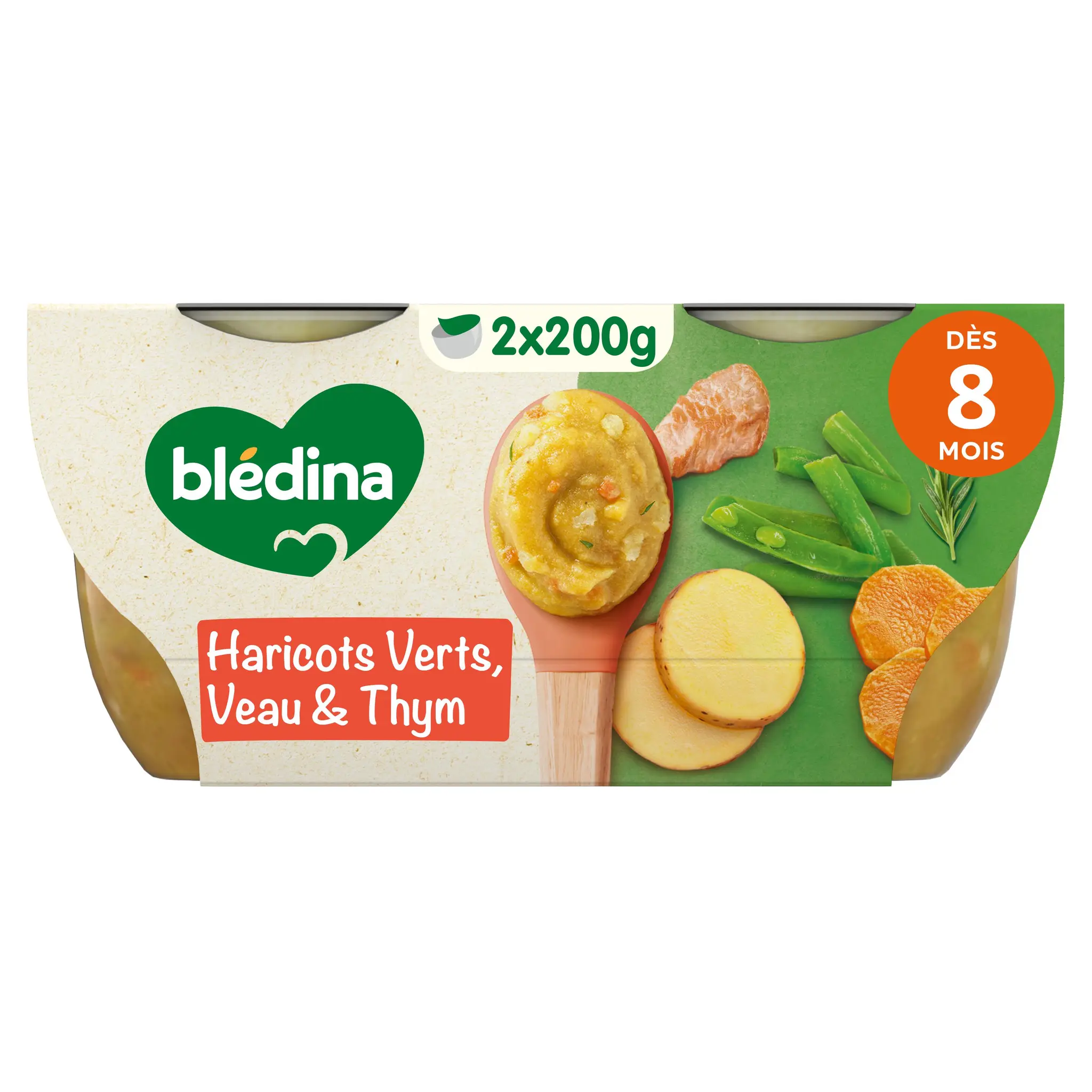 BLEDINA Mes moulinés bol haricots verts carotte et veau dès 8 mois