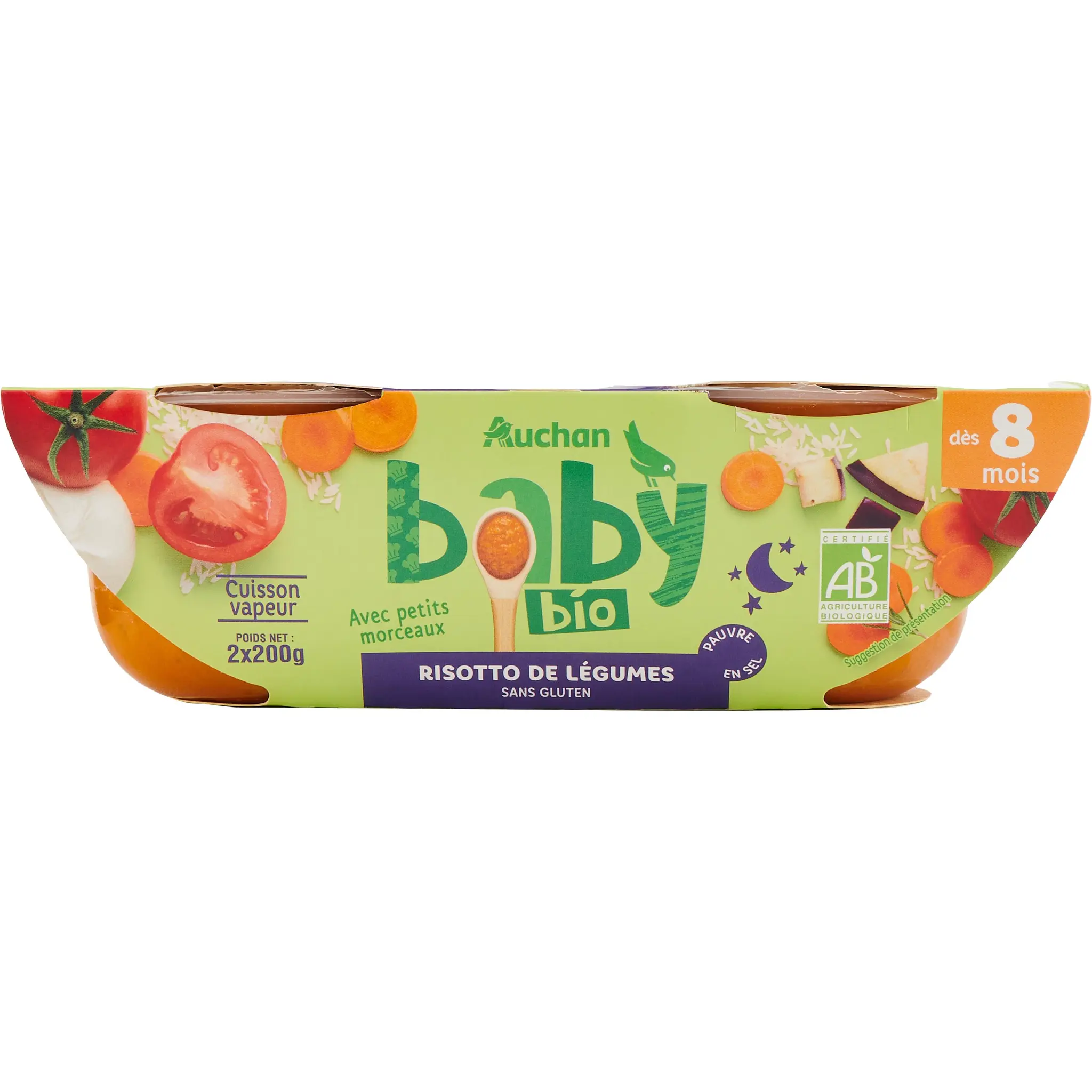 AUCHAN BABY BIO Bol risotto de légumes bio dès 8 mois