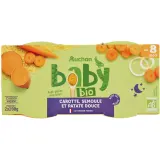 AUCHAN BABY BIO Bol carotte semoule patate douce bio dès 8 mois