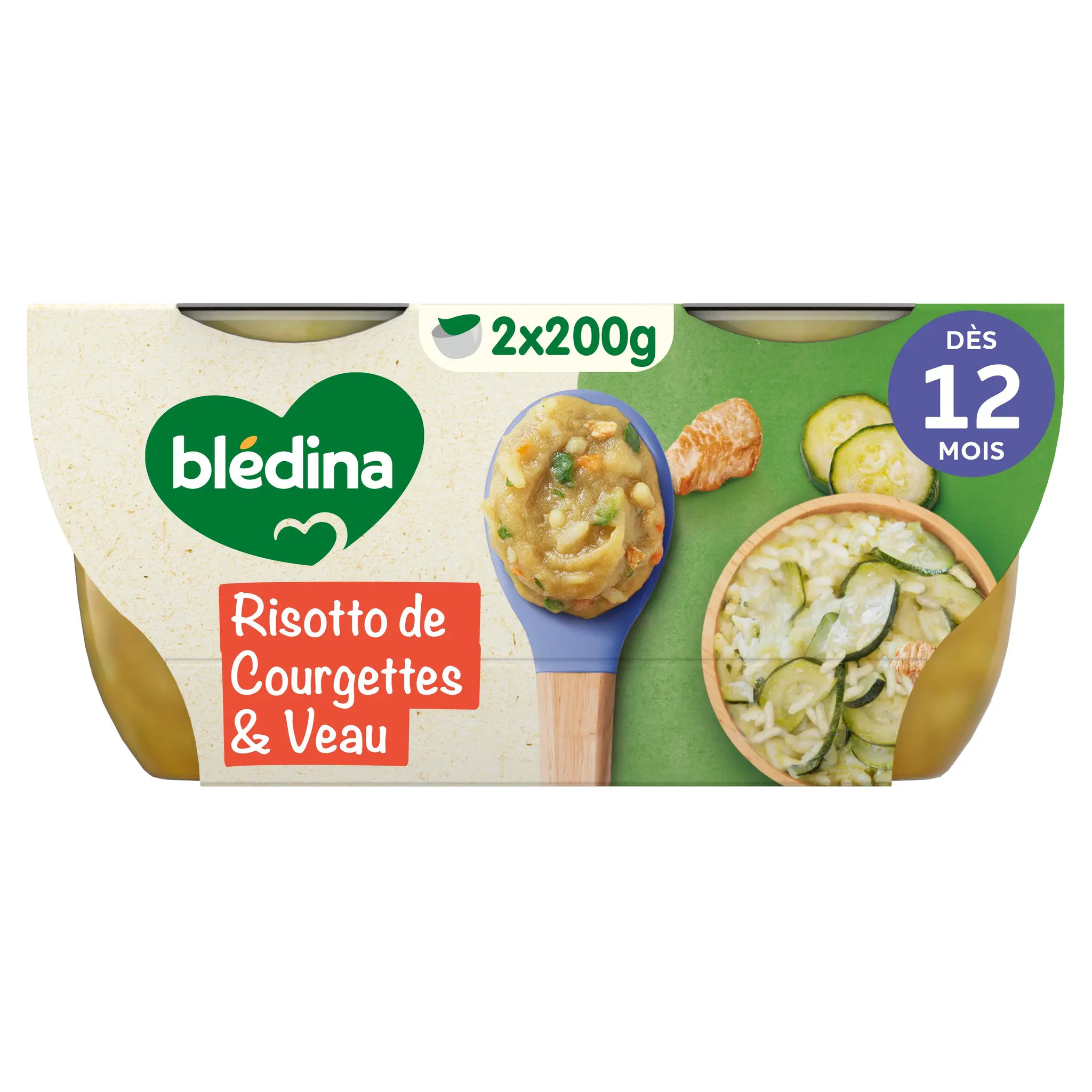 BLEDINA Mes moulinés bol courgettes riz et veau dès 12 mois