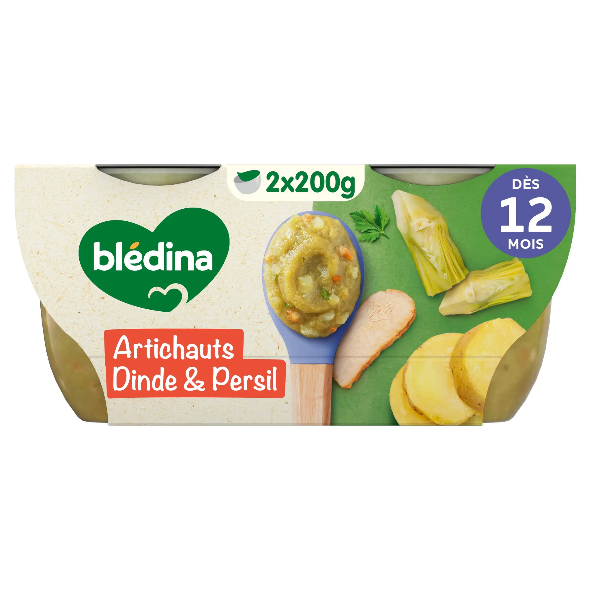 BLEDINA Mes moulinés bol artichauts et dinde dès 12 mois
