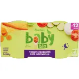 AUCHAN BABY BIO Bol tomate courgette pâte mozzarella dès 12 mois
