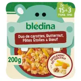 BLEDINA Plat duo carottes butternut pâtes étoiles et boeuf dès 15 mois