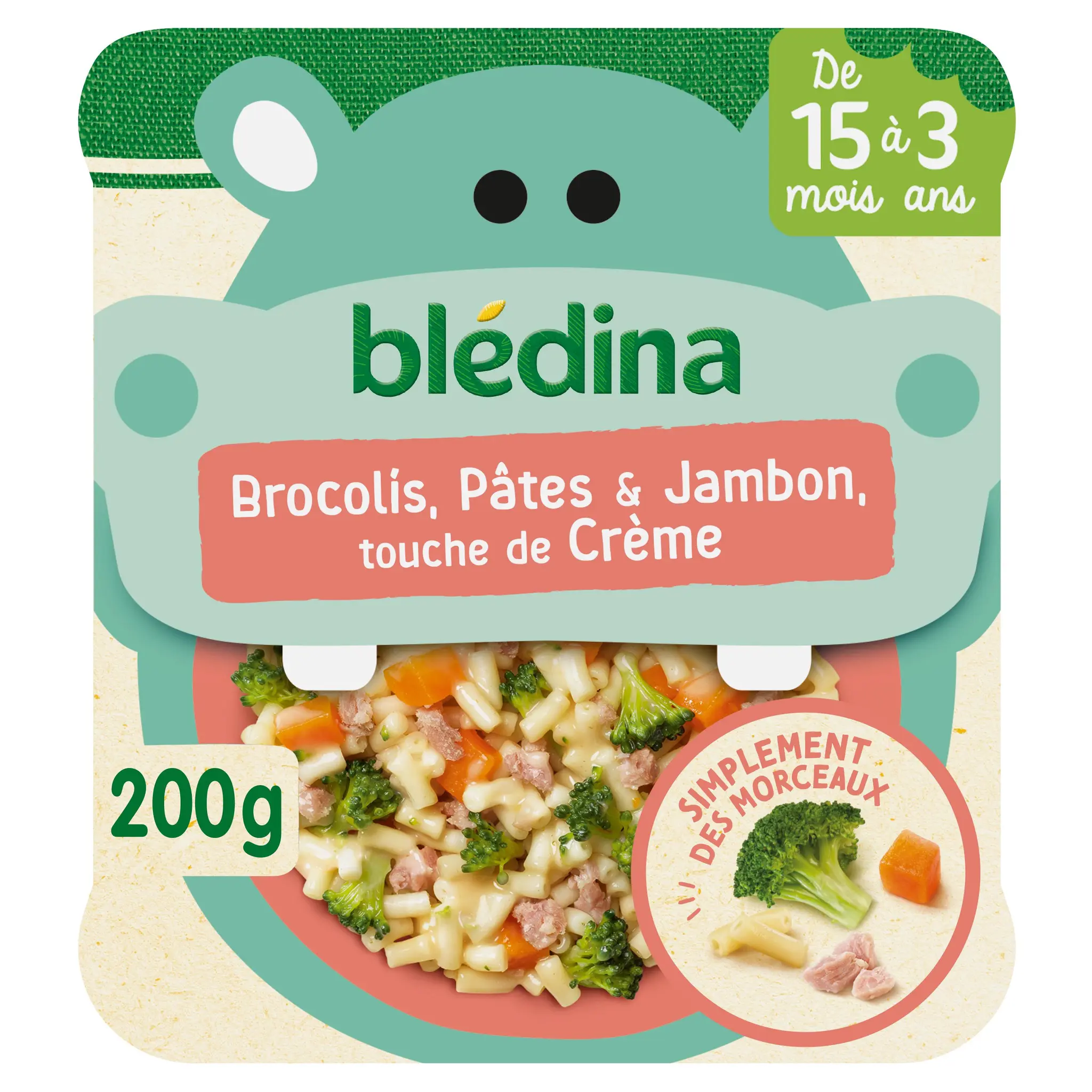 BLEDINA Assiette brocolis pâtes jambon et crème dès 15 mois