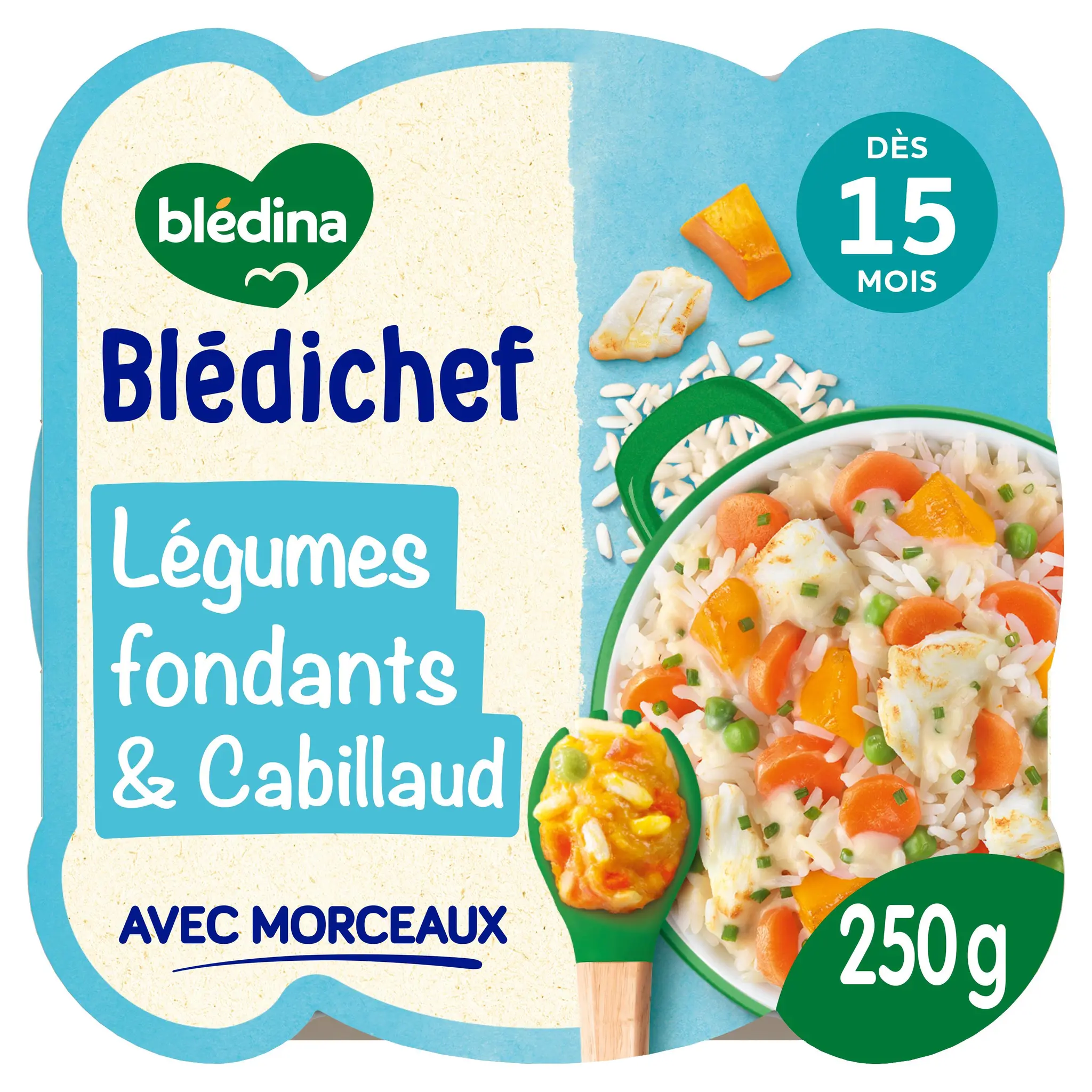BLEDINA Blédichef Assiette de légumes et cabillaud petits morceaux dès 15 mois