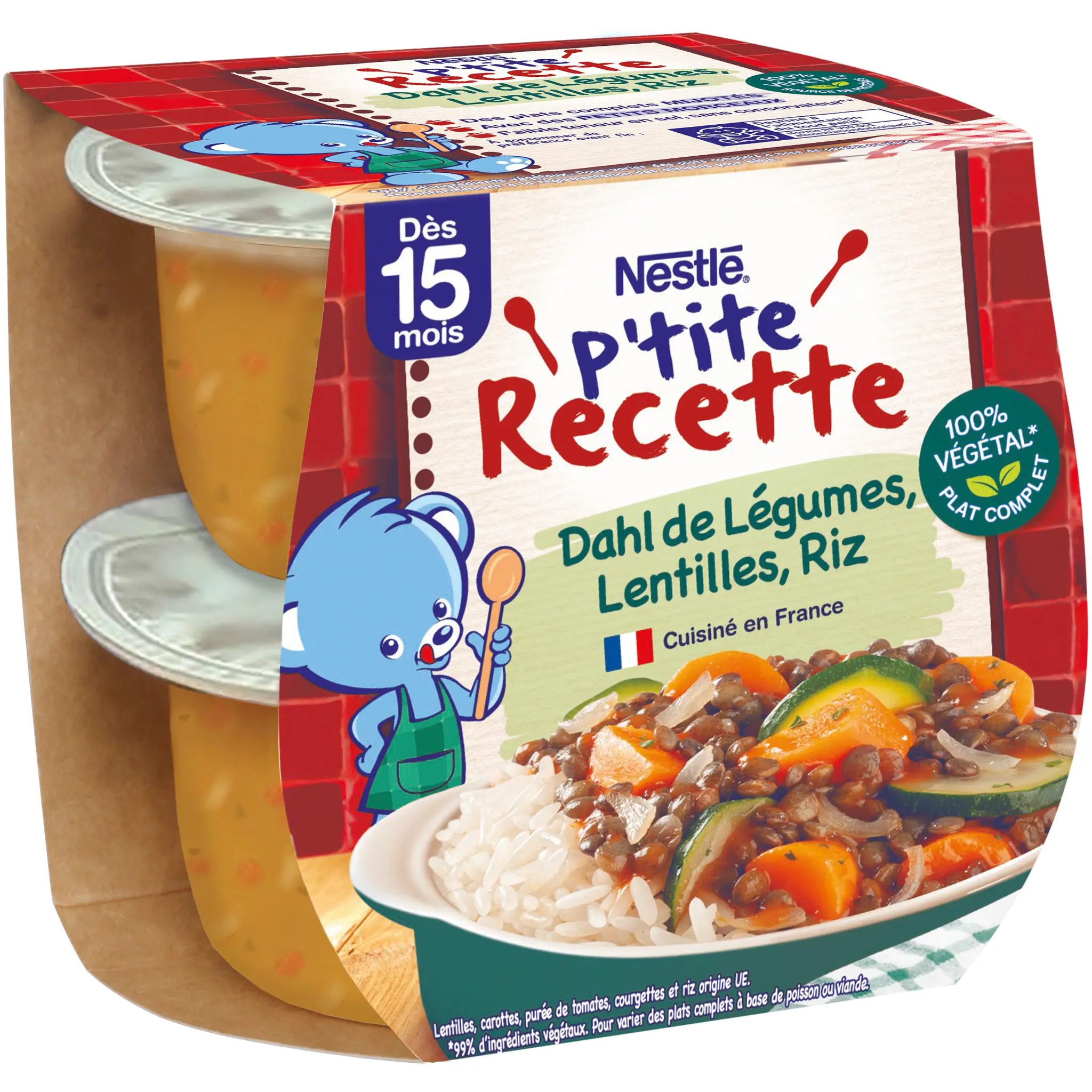 NATURNES P'tite recette Bol de dahl de légumes lentilles et riz dès 15 mois