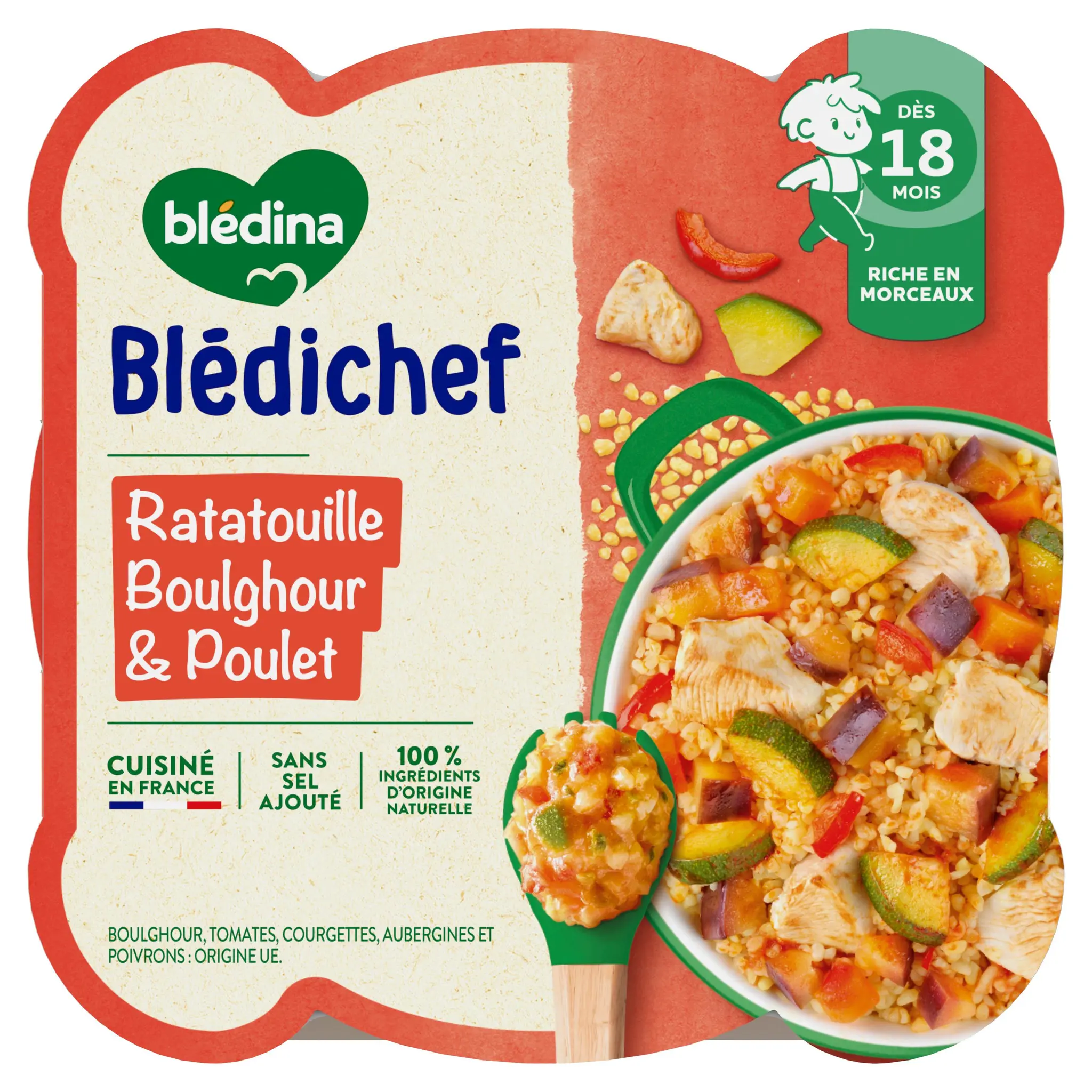 BLEDINA Blédichef Assiette de ratatouille boulghour et poulet dès 18 mois
