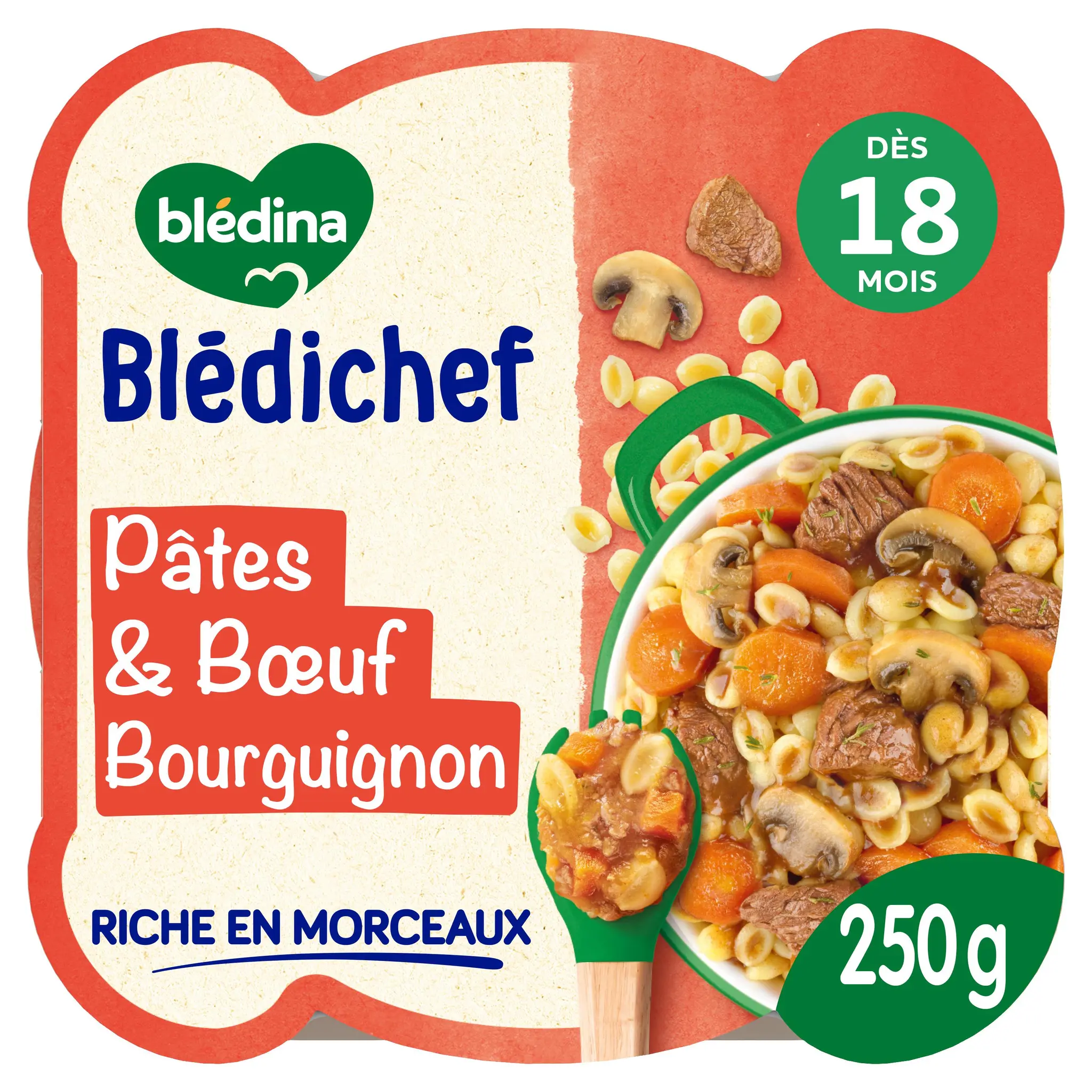 BLEDINA Blédichef Assiette pâtes et bœuf bourguignon dès 18 mois