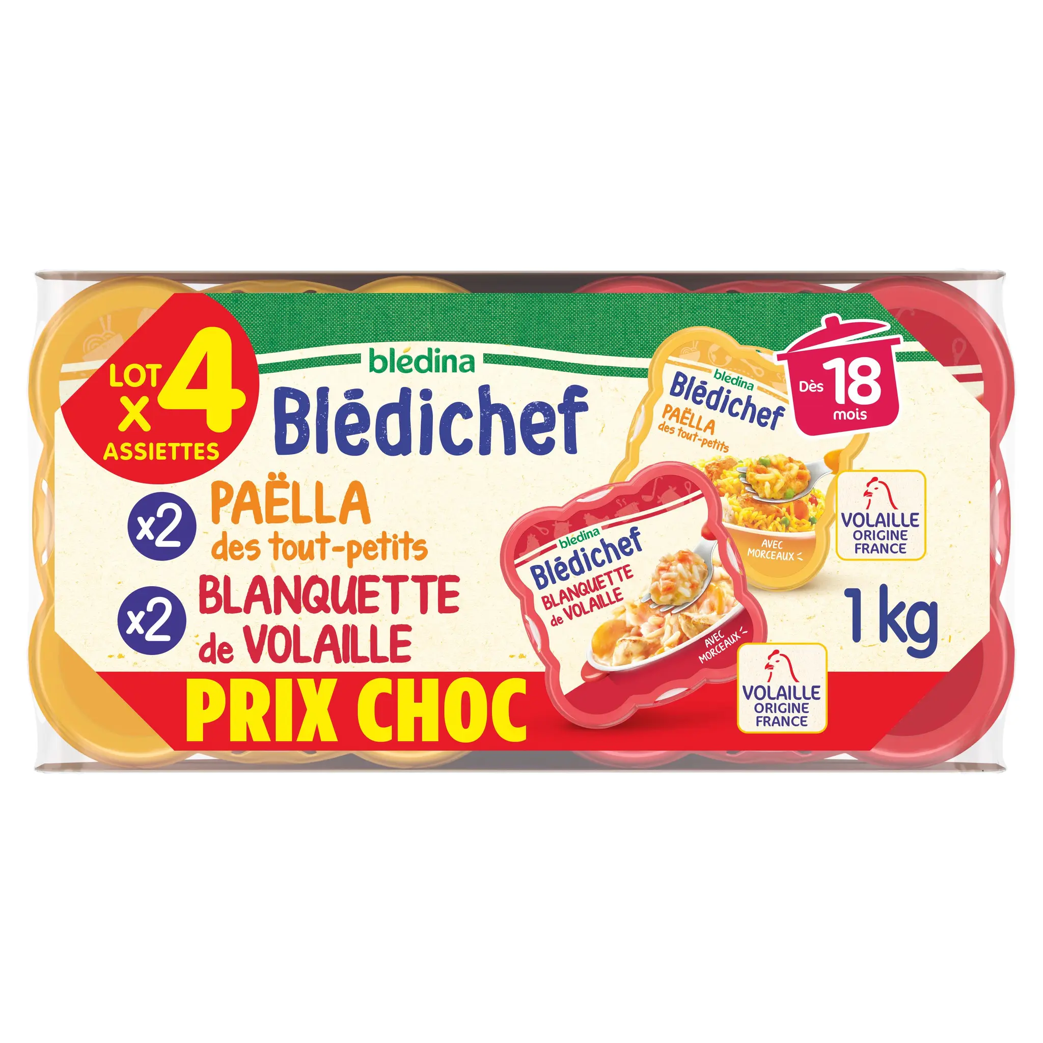 BLEDINA Blédichef Assiettes paëlla des tout-petits & blanquette de volaille dès 18 mois