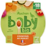 AUCHAN BABY BIO Assiette de couscous au poulet dès 18 mois