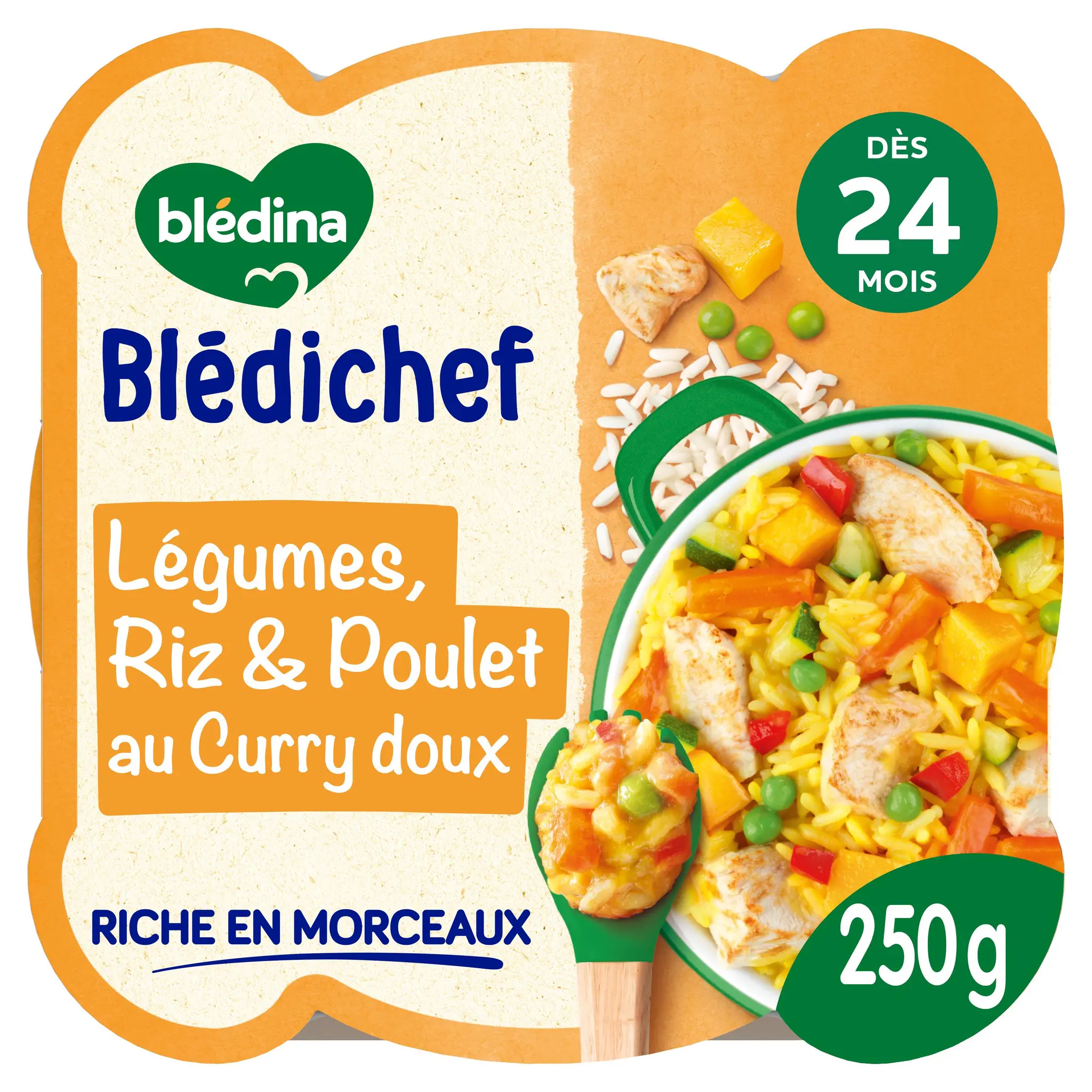 BLEDINA Blédichef Assiette légumes riz poulet au curry dès 24 mois