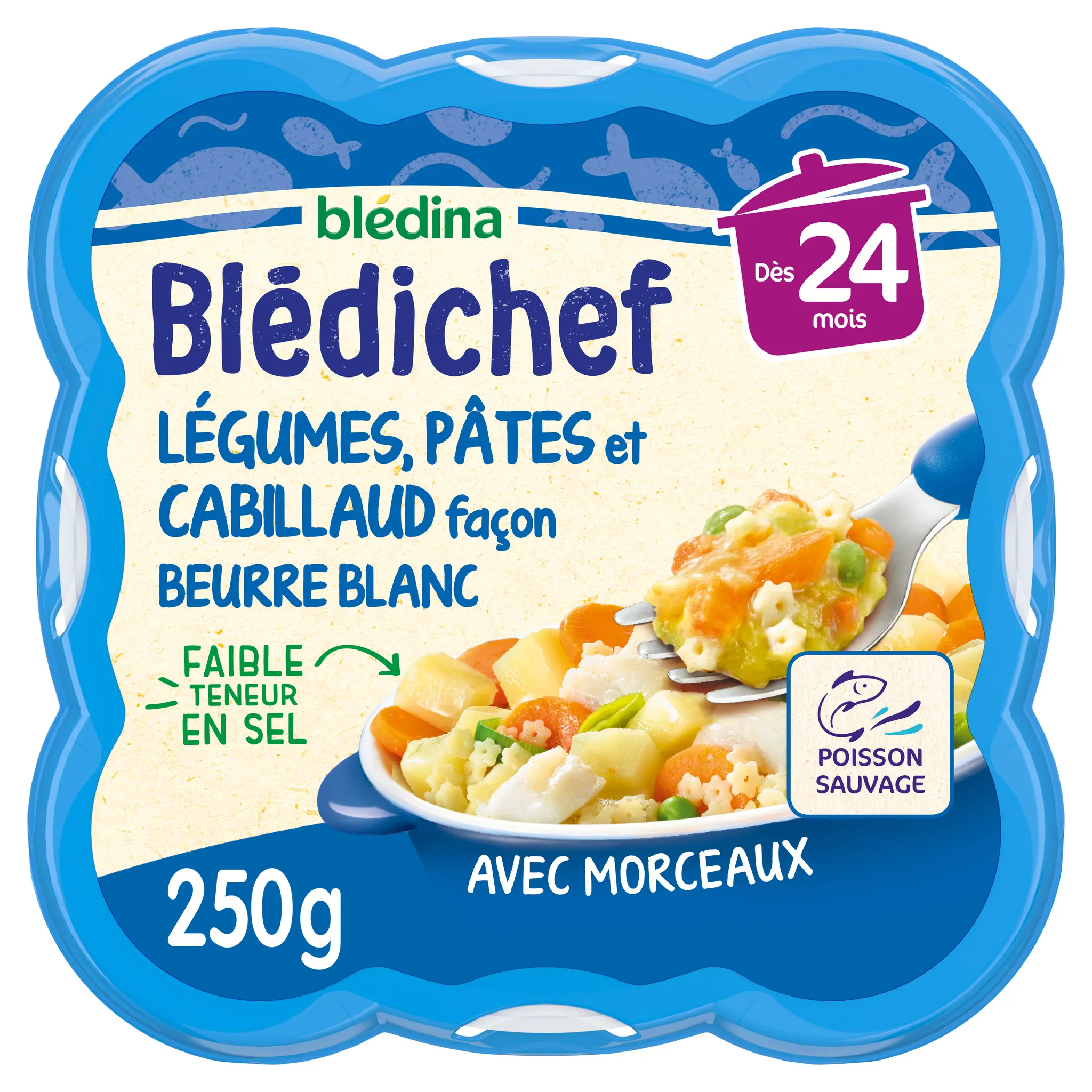 BLEDINA Blédichef Assiette légumes pâtes et cabillaud dès 24 mois