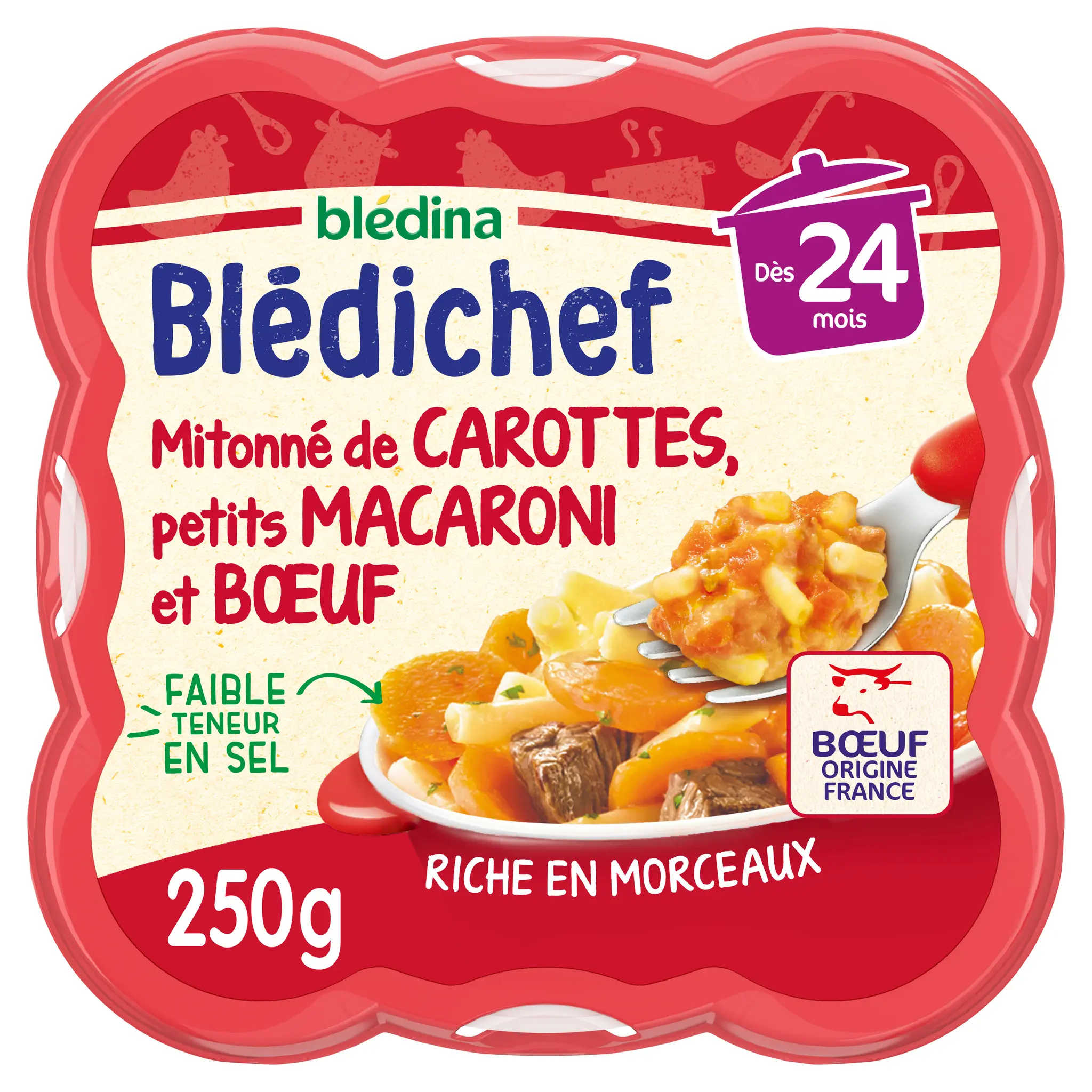 BLEDINA Blédichef Assiette carottes macaronis et bœuf dès 24 mois