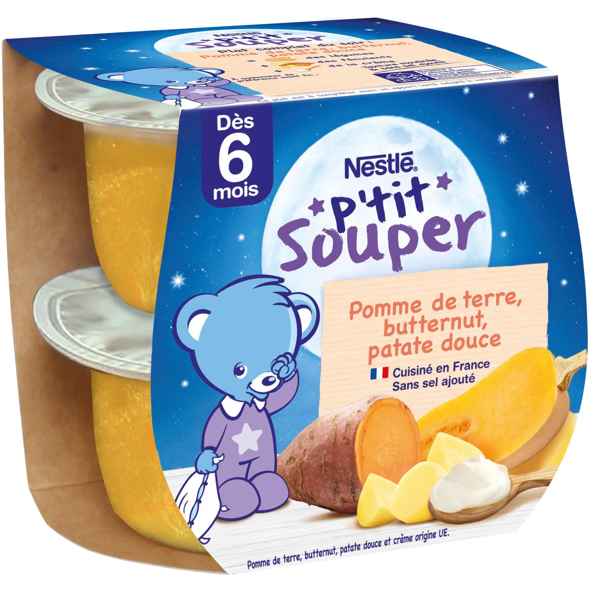NATURNES P'tit souper Bols purée de pommes de terre butternut et patate douce dès 6 mois
