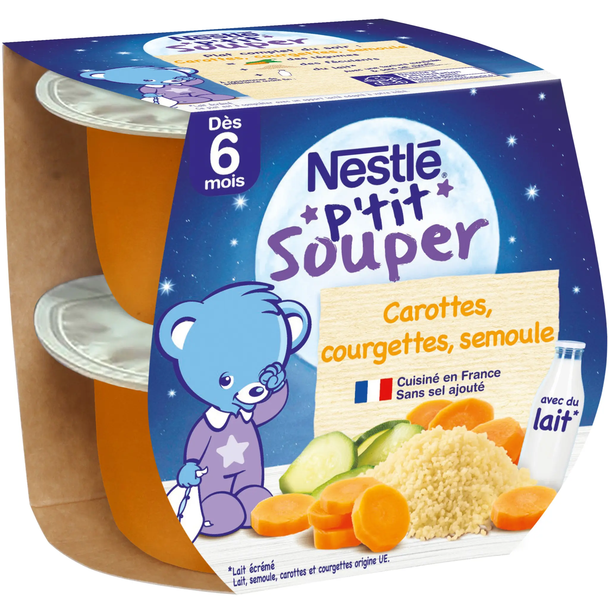NATURNES P'tit souper bol carottes courgettes et semoule dès 6 mois