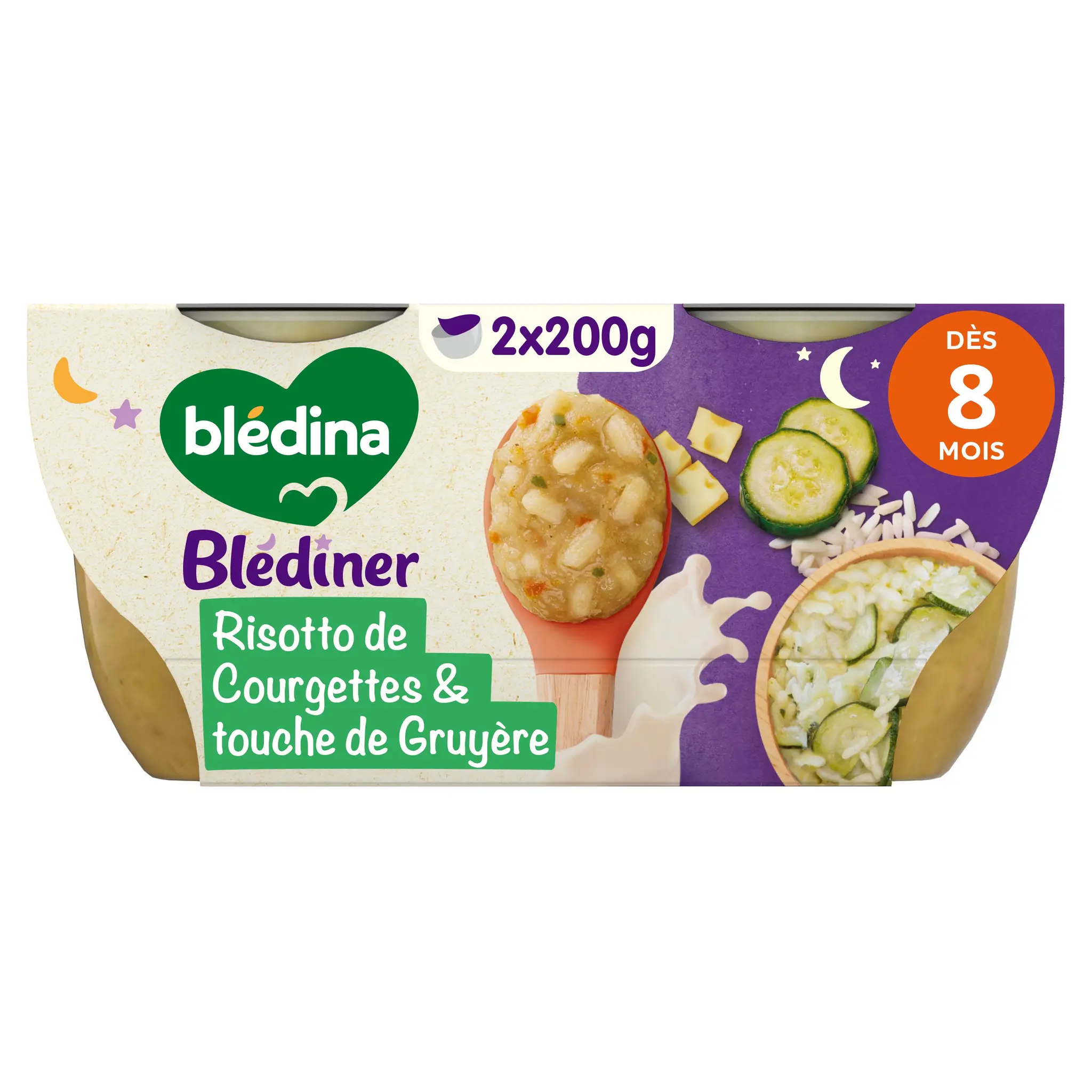BLEDINER Bol risotto de courgettes lait dès 8 mois
