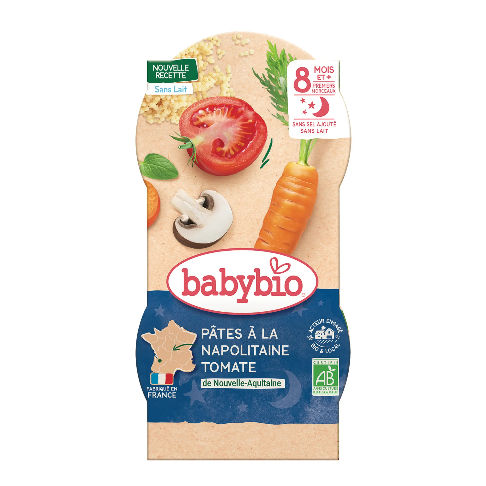 BABYBIO Assiette pâtes à la napolitaine bio dès 8 mois