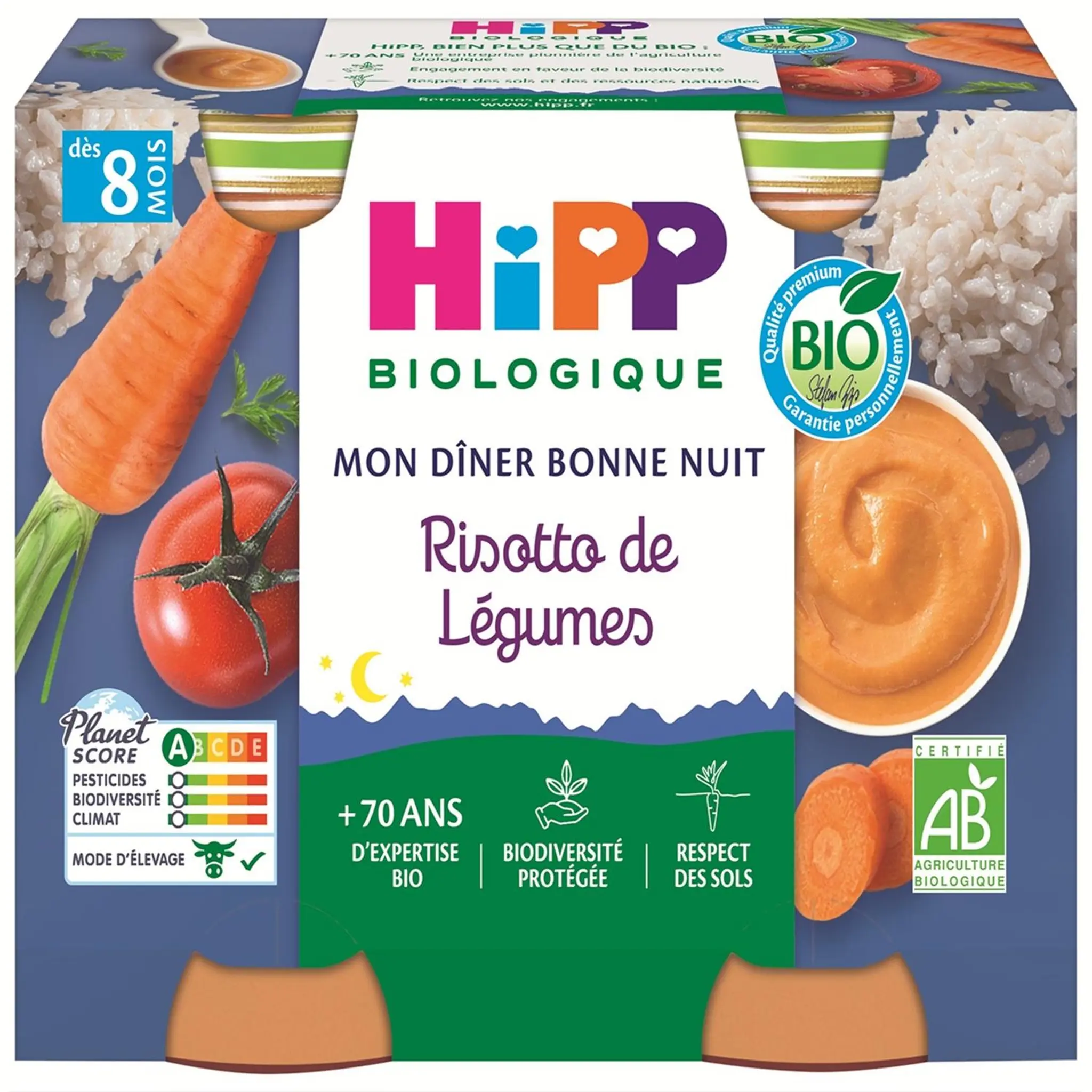 HIPP Mon dîner petit pot risotto de légumes bio dès 8 mois