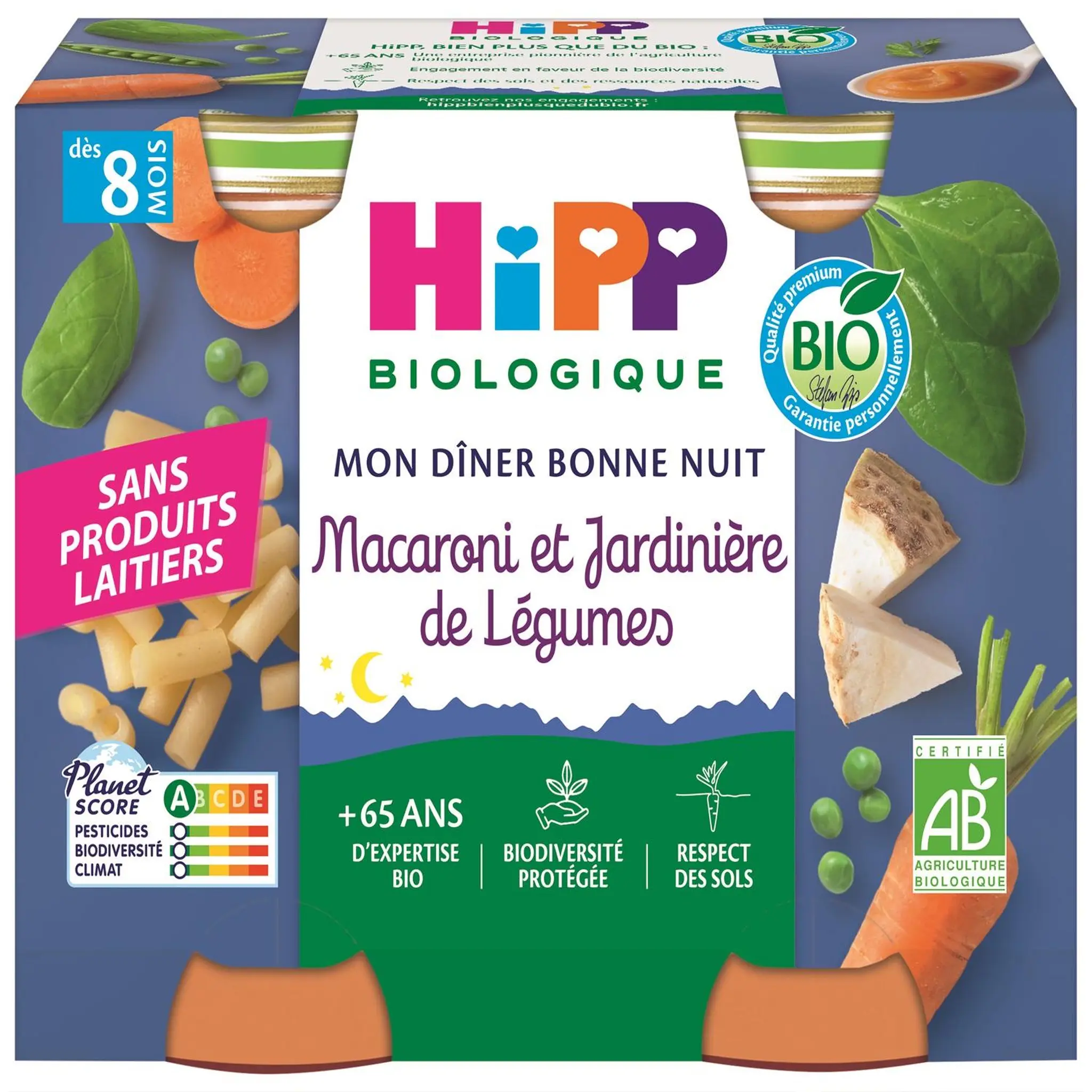 HIPP Mon dîner petit pot macaroni jardinière de légumes bio dès 8 mois