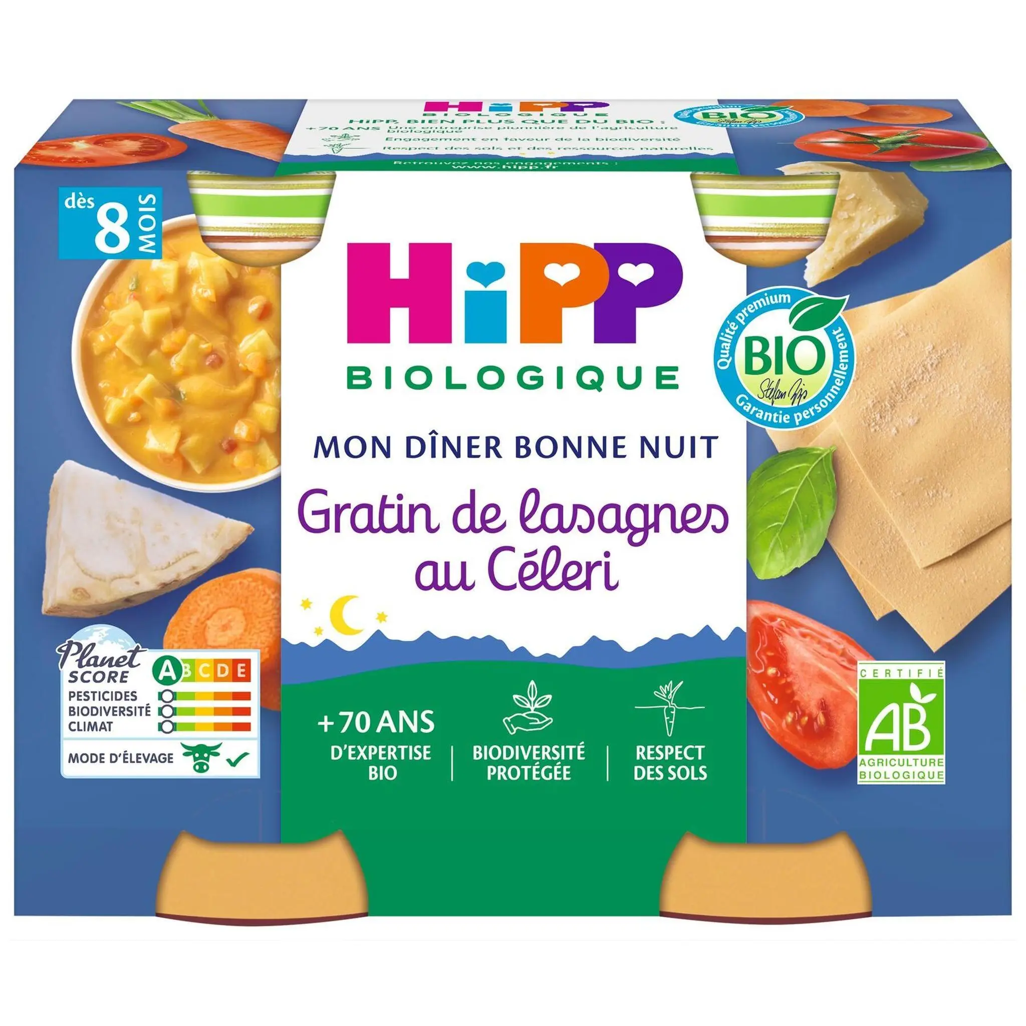 HIPP Mon dîner petit pot gratin de lasagnes au céleri bio dès 8 mois