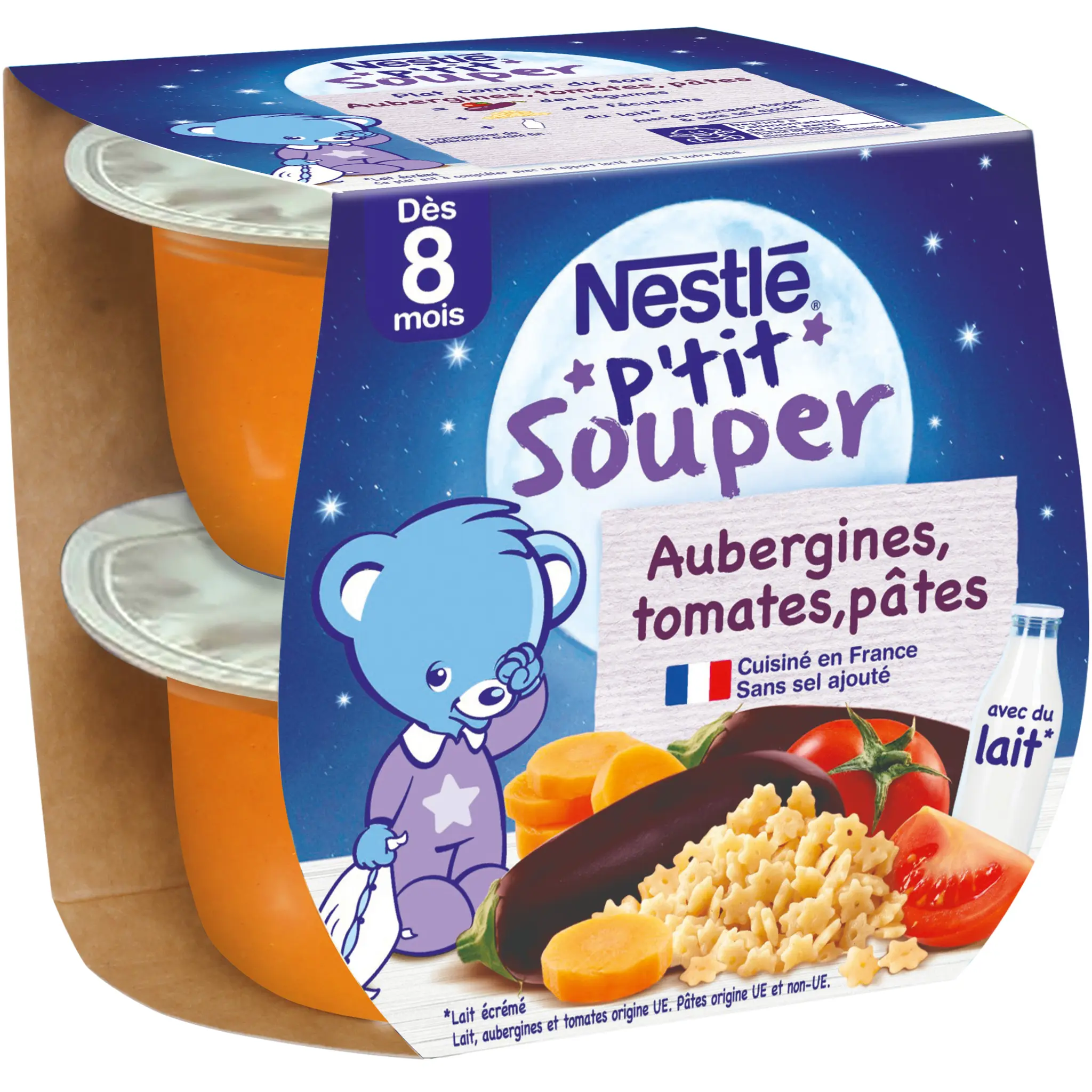 NATURNES P'tit souper bol aubergines tomates et pâtes dès 8 mois