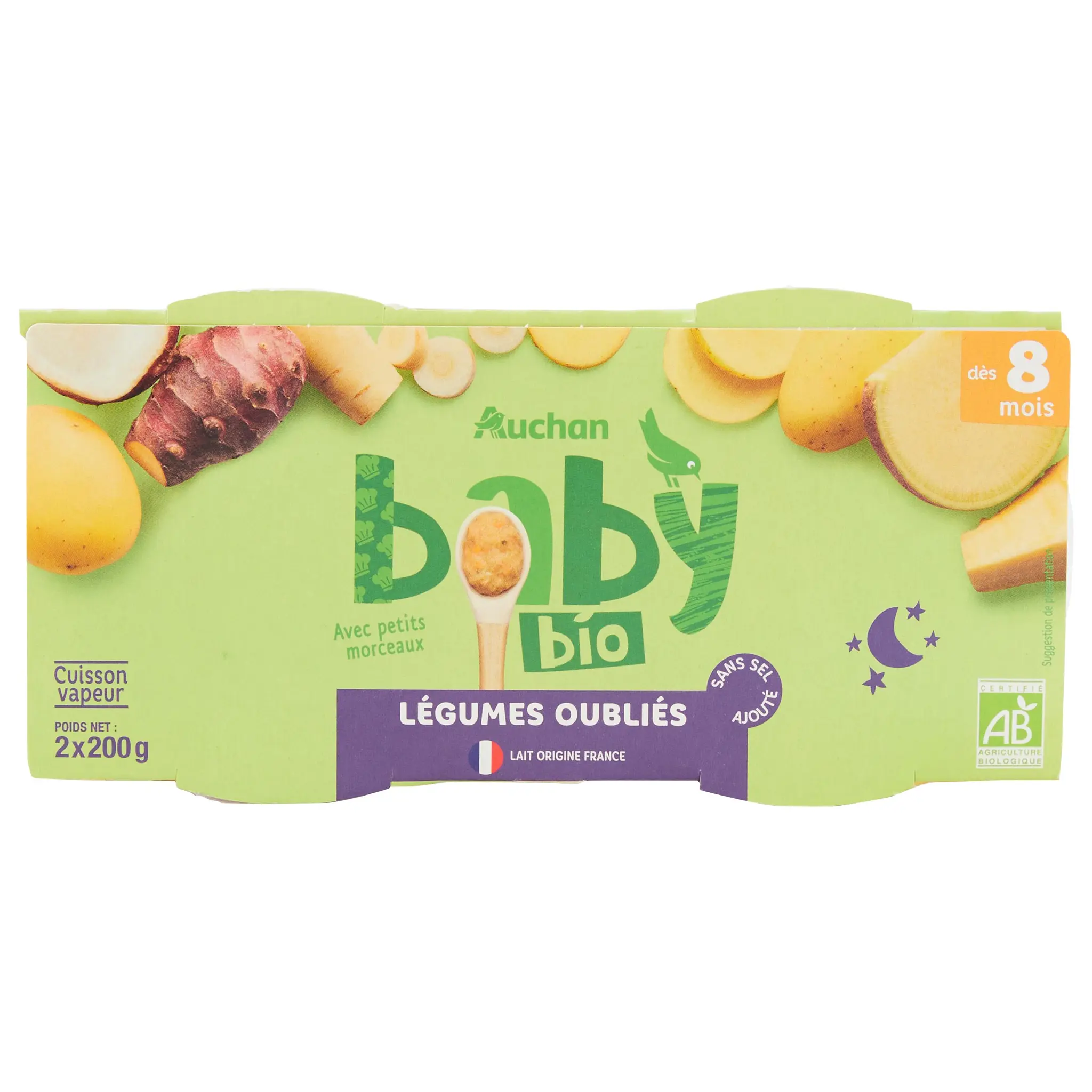 AUCHAN BABY BIO Bol légumes oubliés dès 8 mois