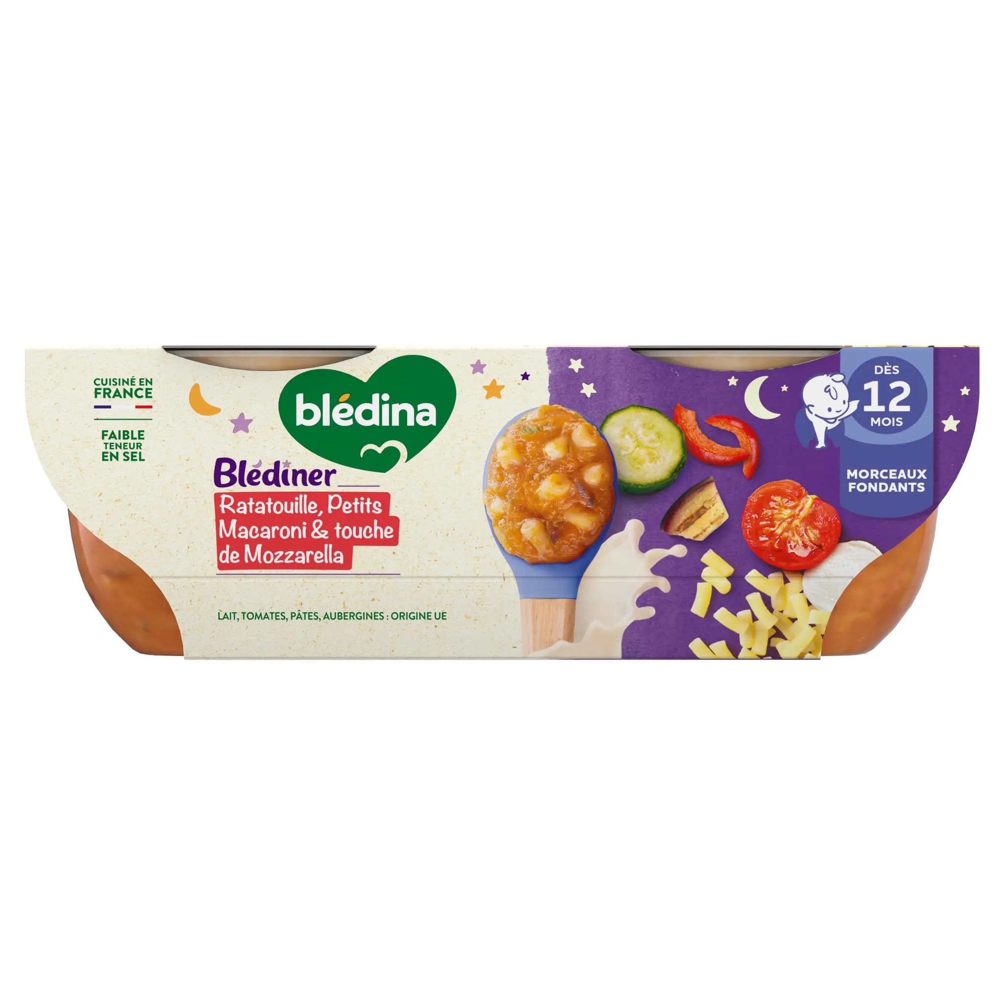 BLEDINER Bol ratatouille petits macaroni lait dès 12 mois