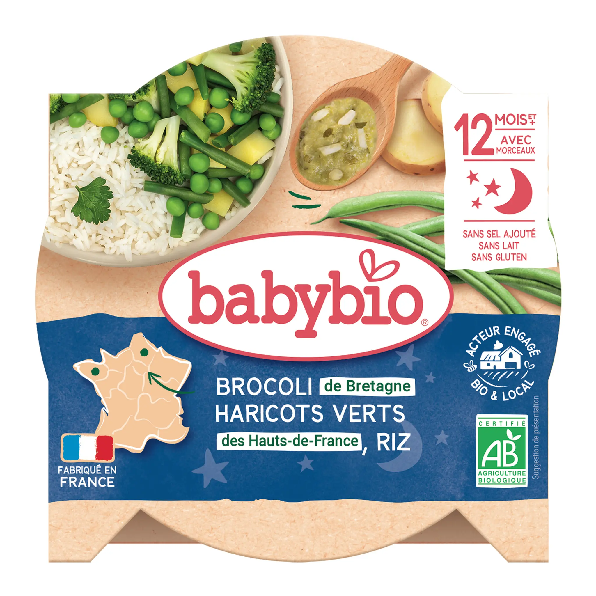 BABYBIO Assiette délice de brocolis haricots verts et riz bio dès 12 mois