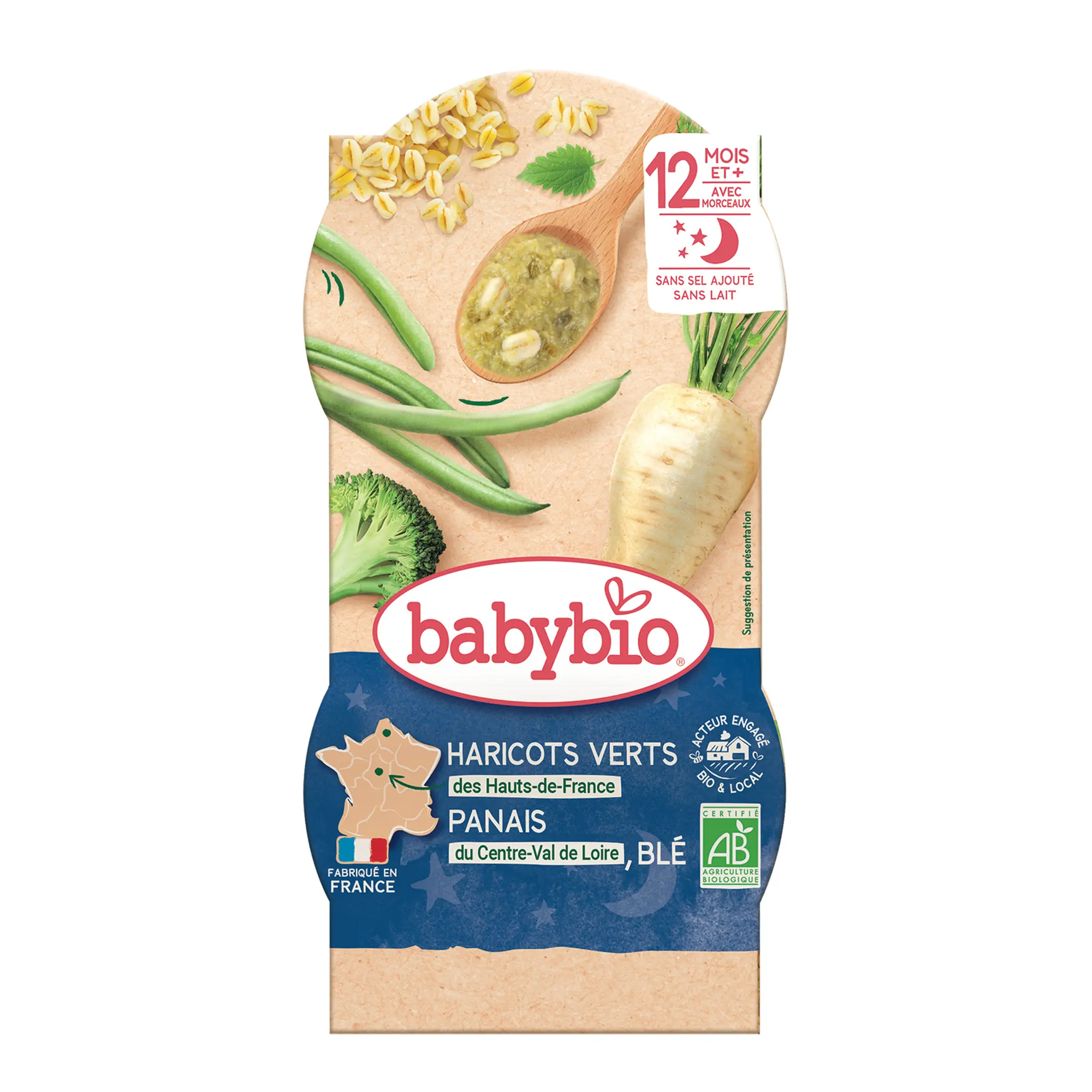 BABYBIO Assiette panais haricots verts blé bio dès 12 mois