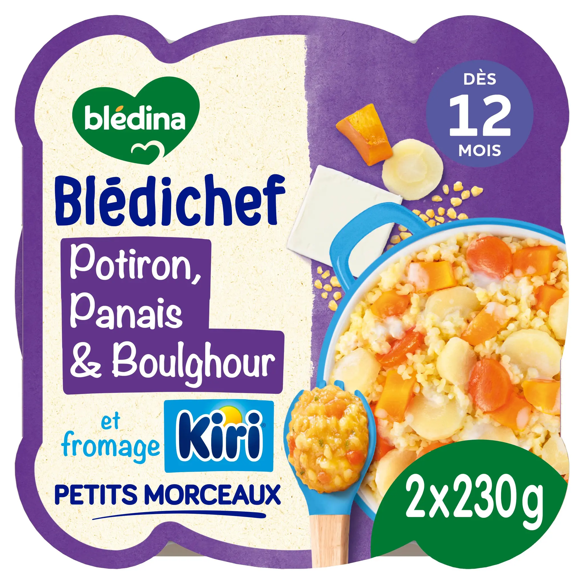 BLEDINA Blédichef Assiette de crémeux de potiron panais boulghour et fromage kiri dès 12 mois
