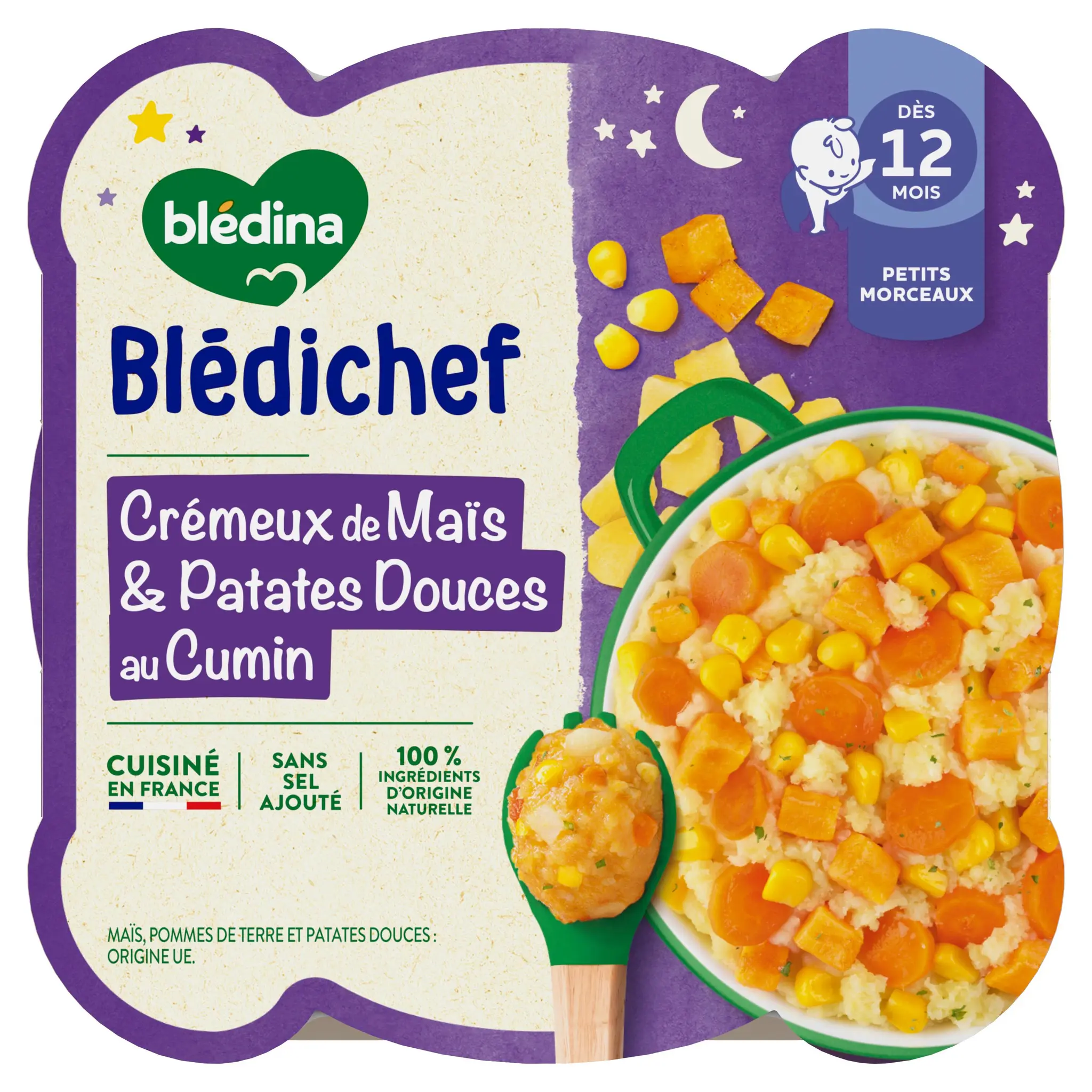 BLEDINA Blédichef Plat bébé Maïs et patates douces dès 12 mois