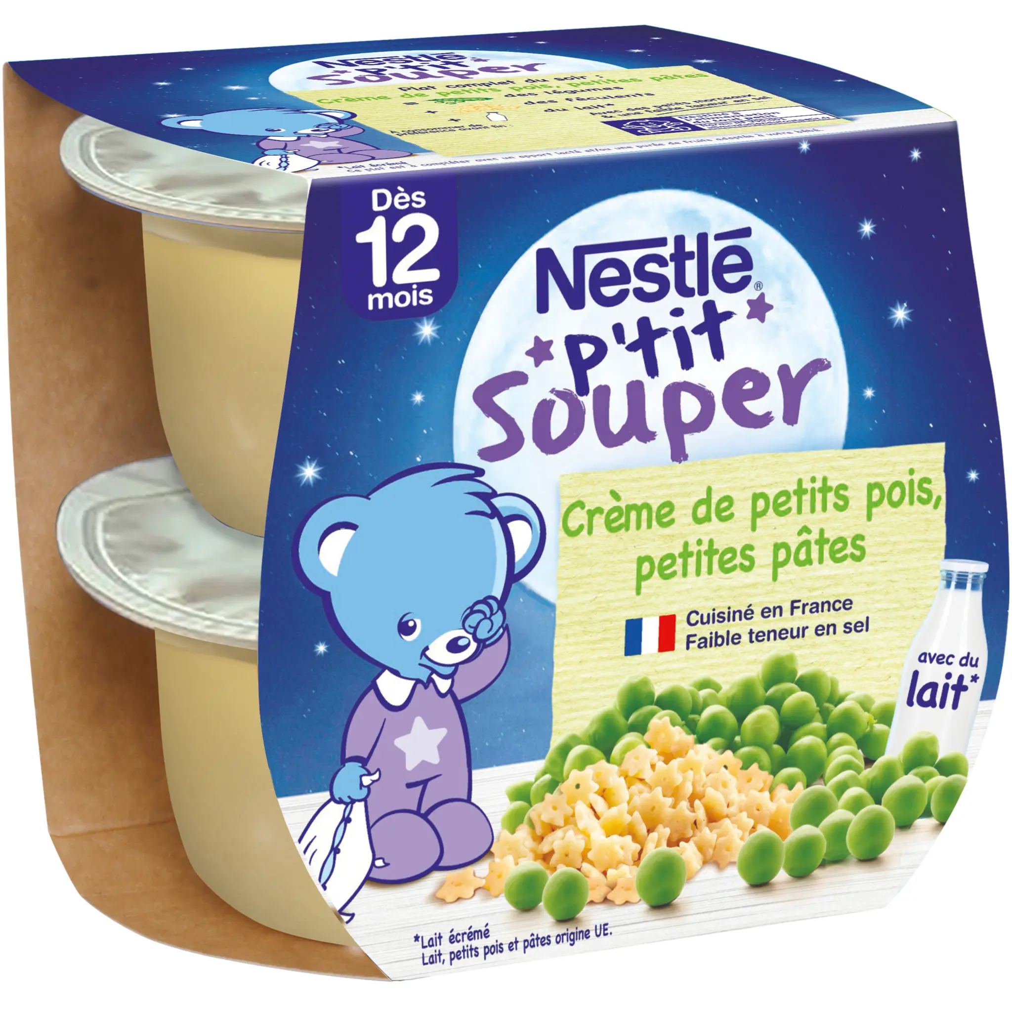 NATURNES P'tit souper douceur de petits pois et pâtes dès 12 mois