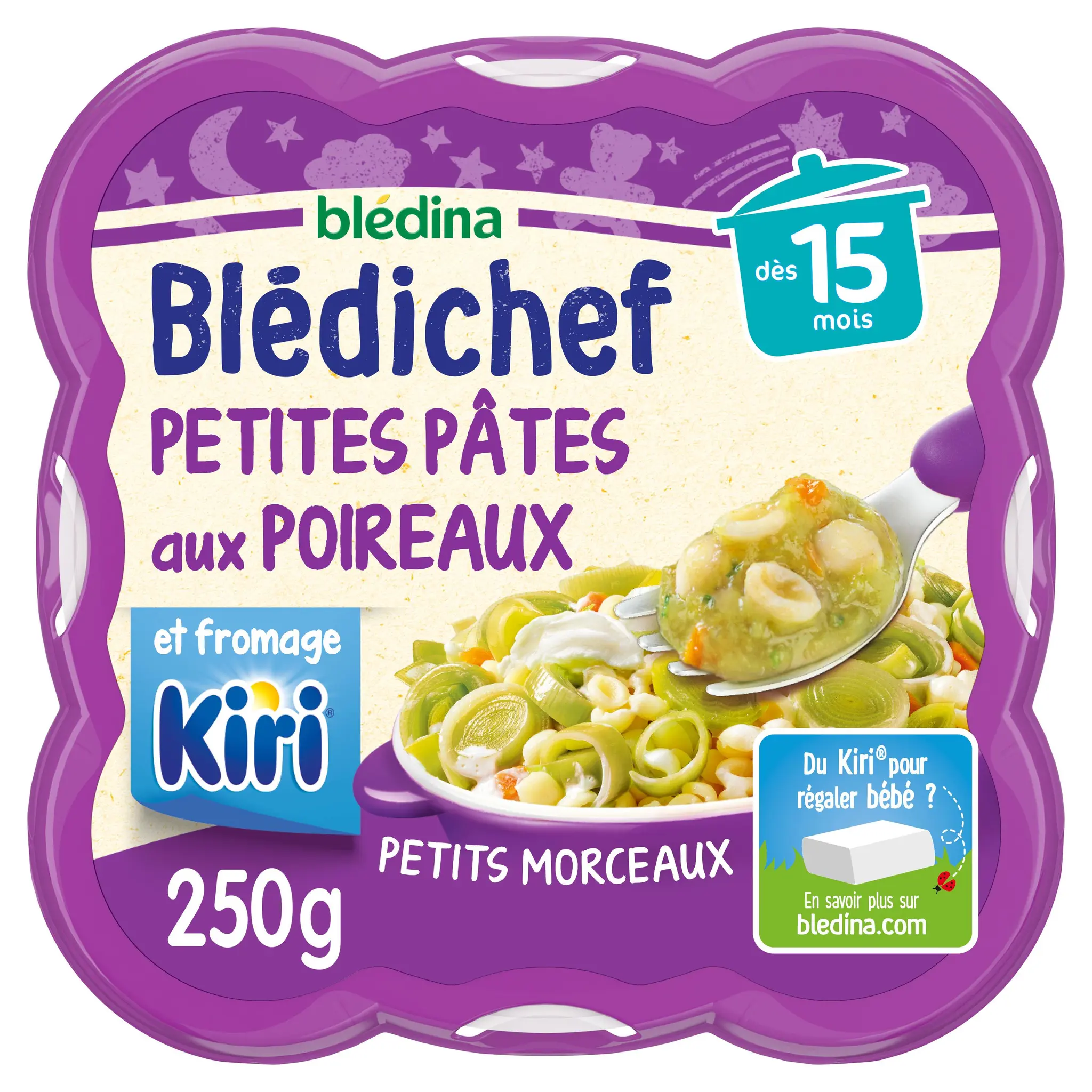 BLEDINA Blédichef Assiette de petites pâtes aux poireaux et kiri dès 15 mois