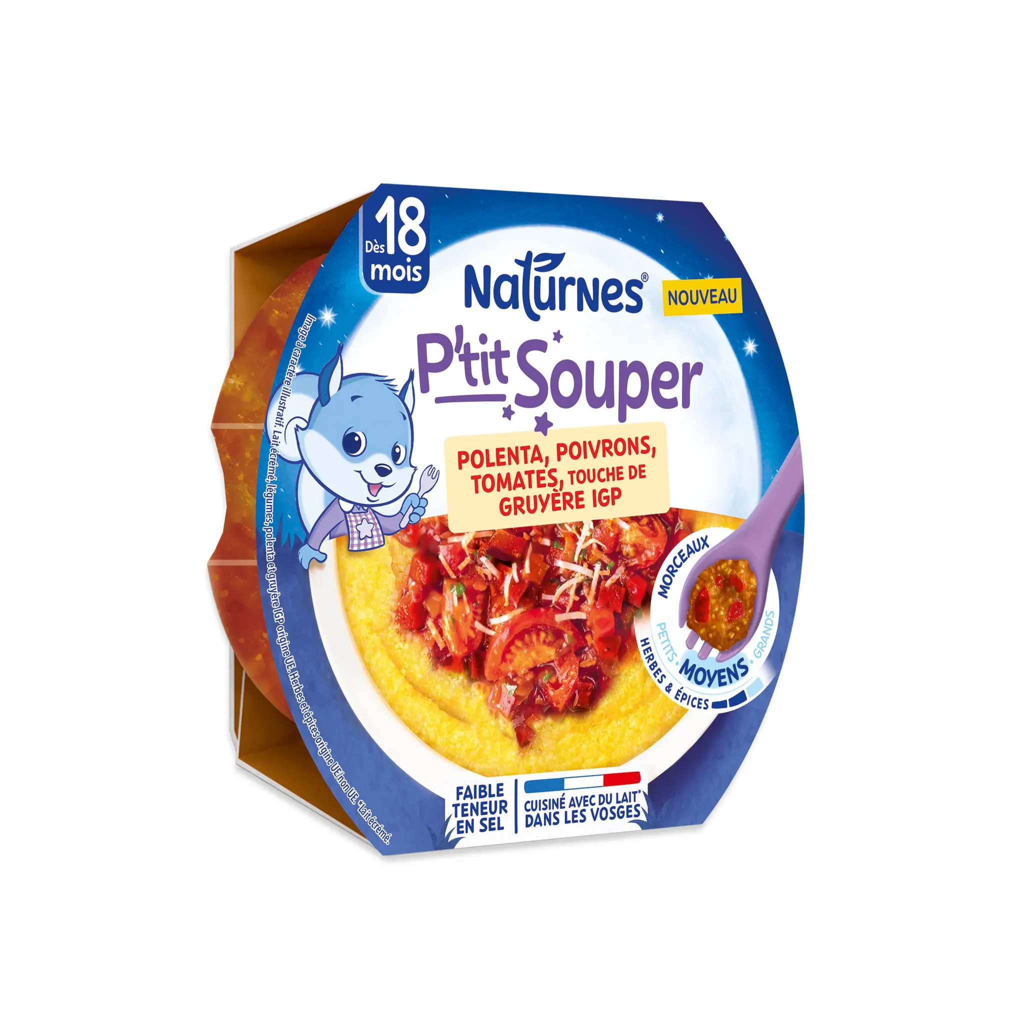 NATURNES P'tit Souper assiette polenta poivrons tomates touche de gruyère IGP dès 18 mois
