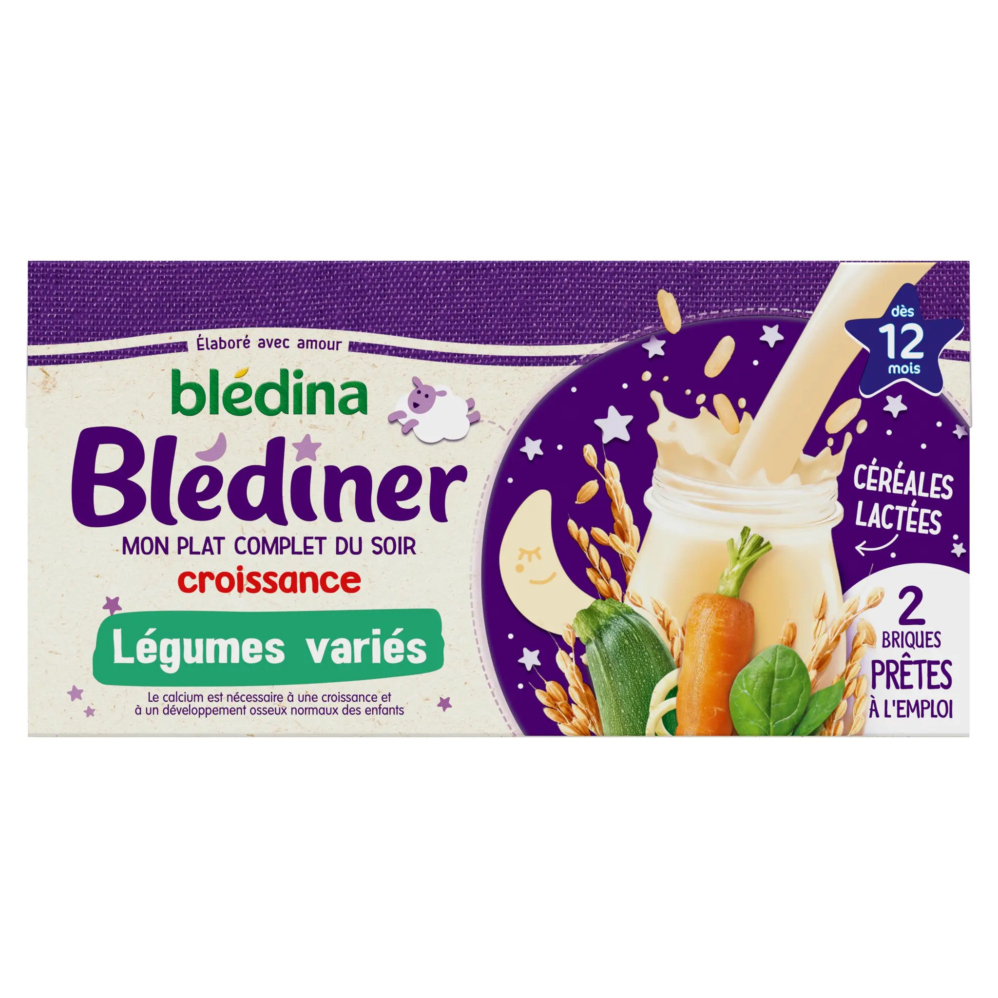 BLEDINER Brique céréales lactées légumes variés dès 12 mois