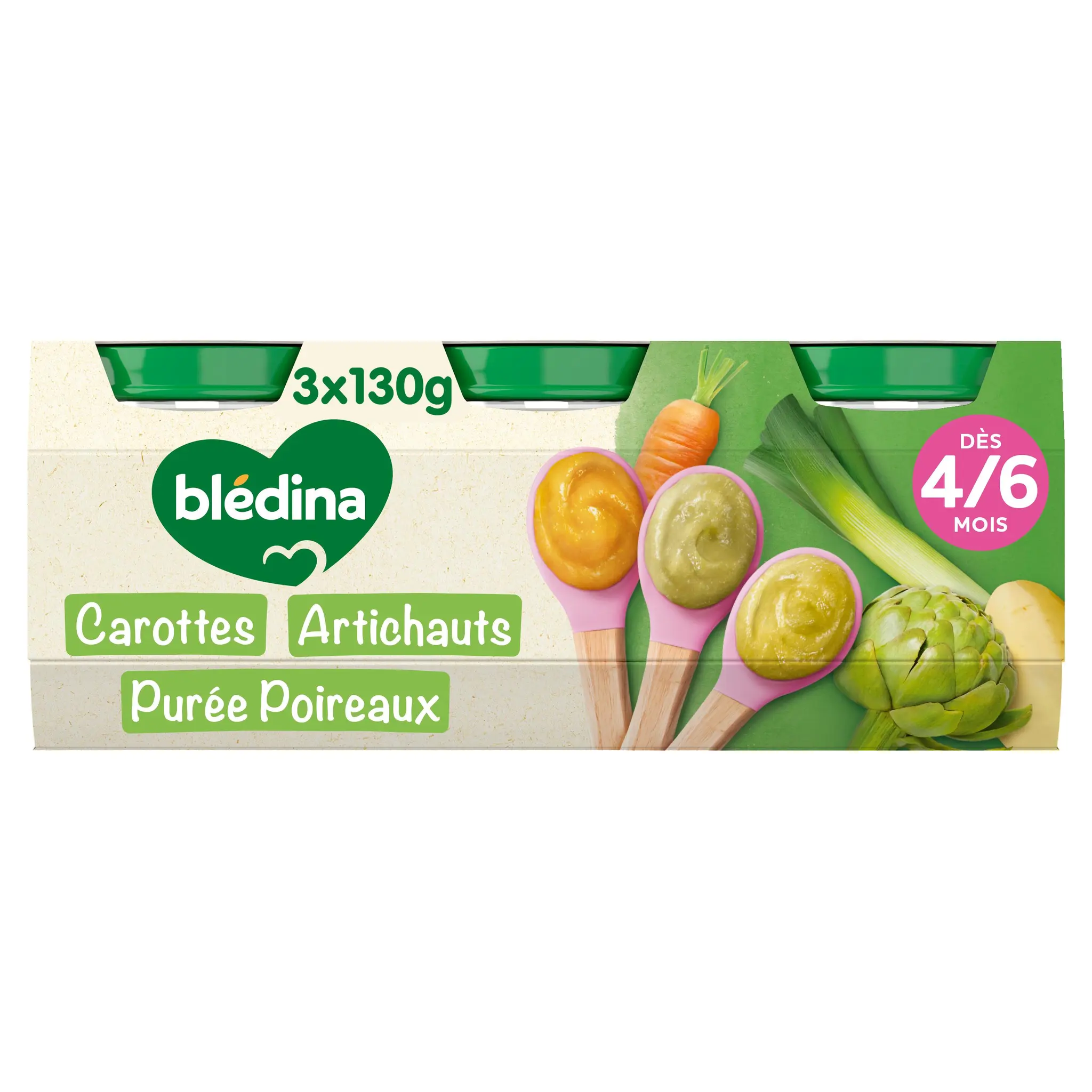 BLEDINA Petit pot petits pois haricots verts épinards dès 4 mois