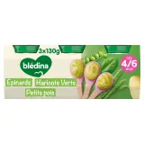BLEDINA Petit pot petits pois haricots verts épinards dès 4 mois