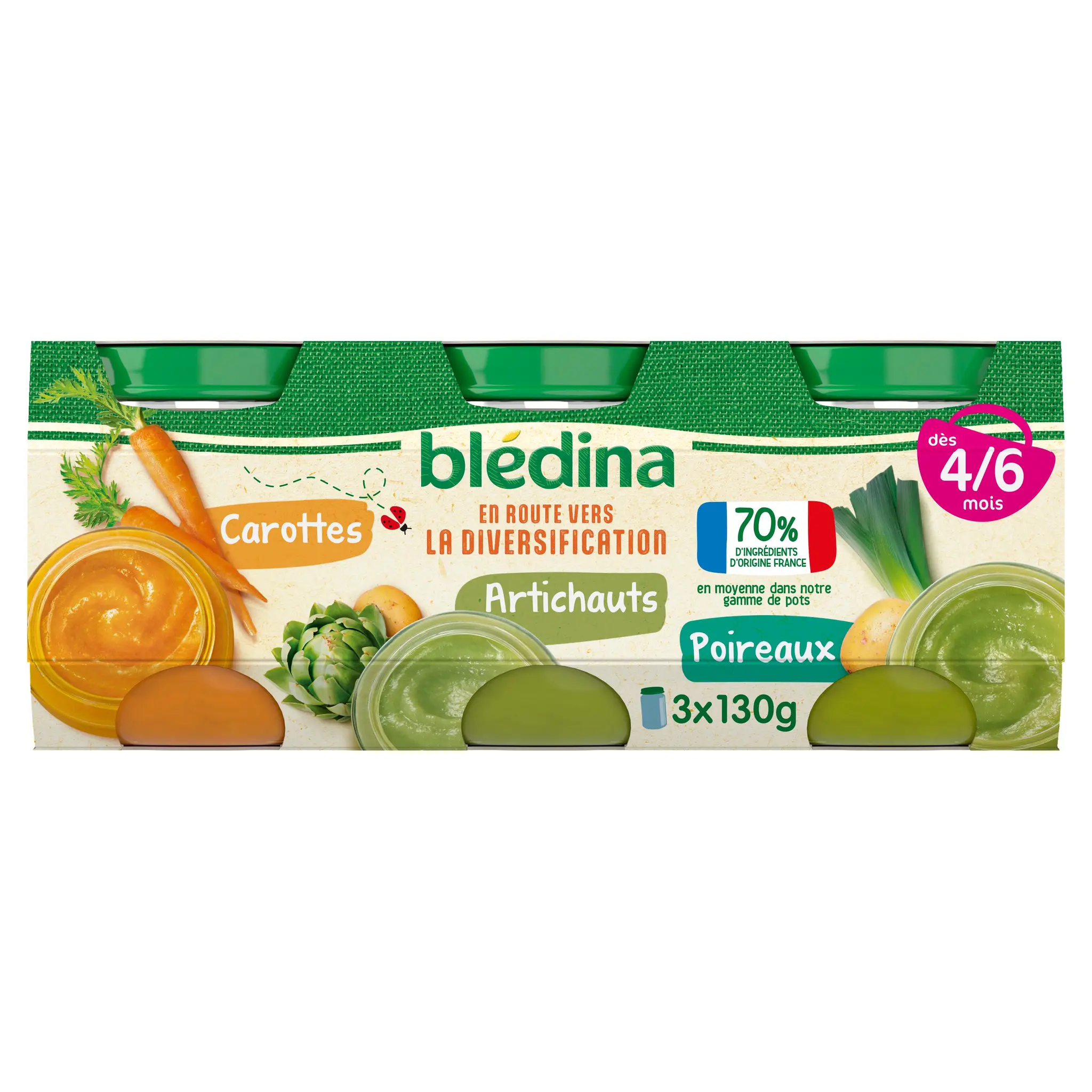 BLEDINA Petit pot carottes artichauts poireaux dès 4 mois