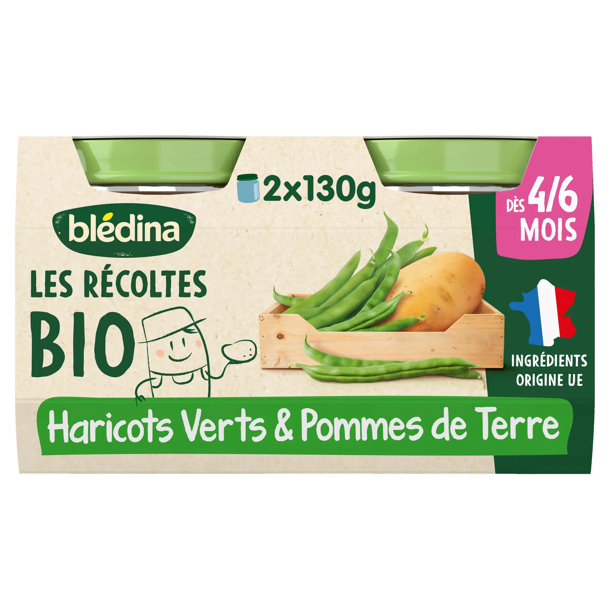 BLEDINA Petit pot haricot verts pommes de terre bio dès 4 mois