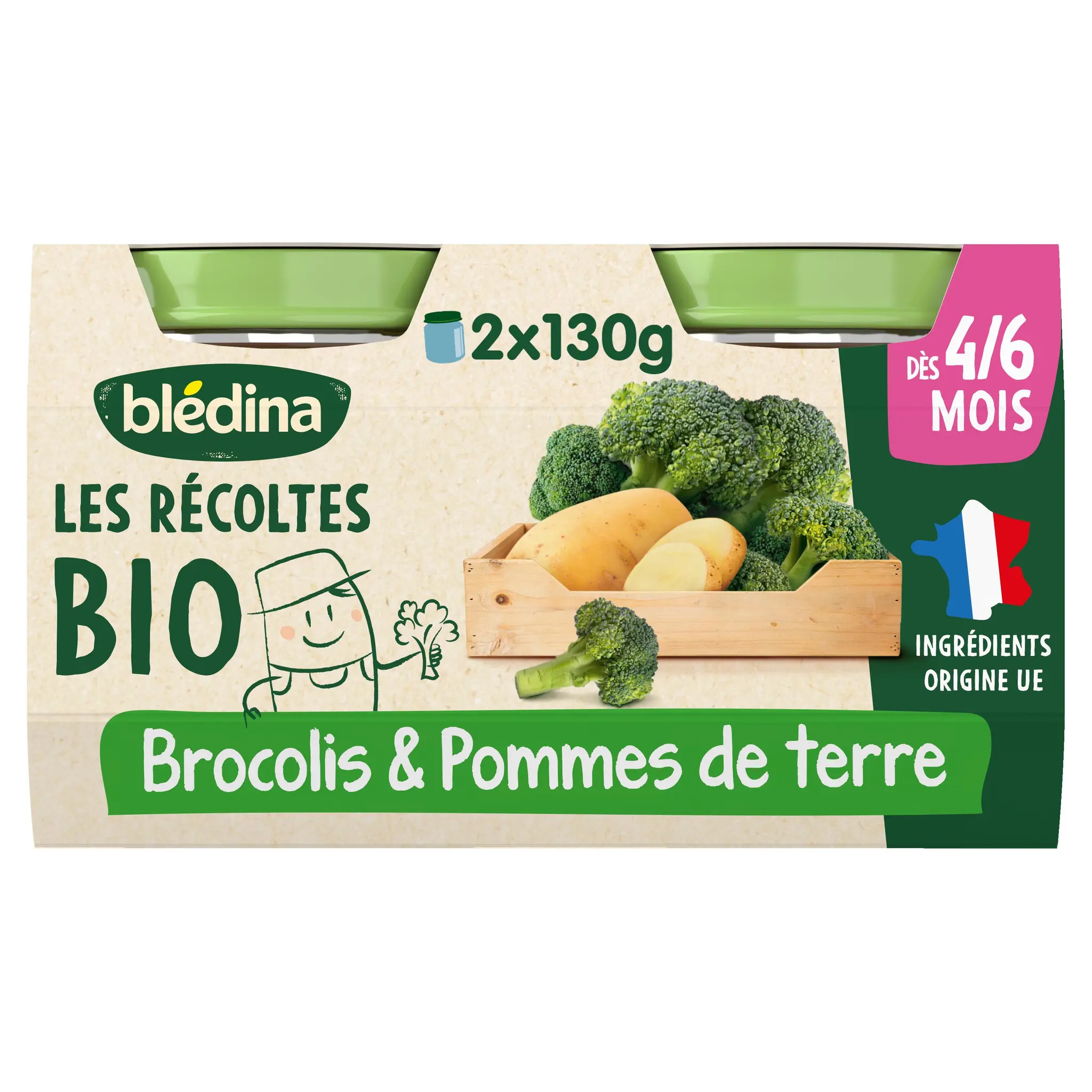 BLEDINA Les récoltes bio petit pot brocolis pommes de terre bio dès 4 mois