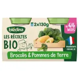 BLEDINA Les récoltes bio petit pot brocolis pommes de terre bio dès 4 mois