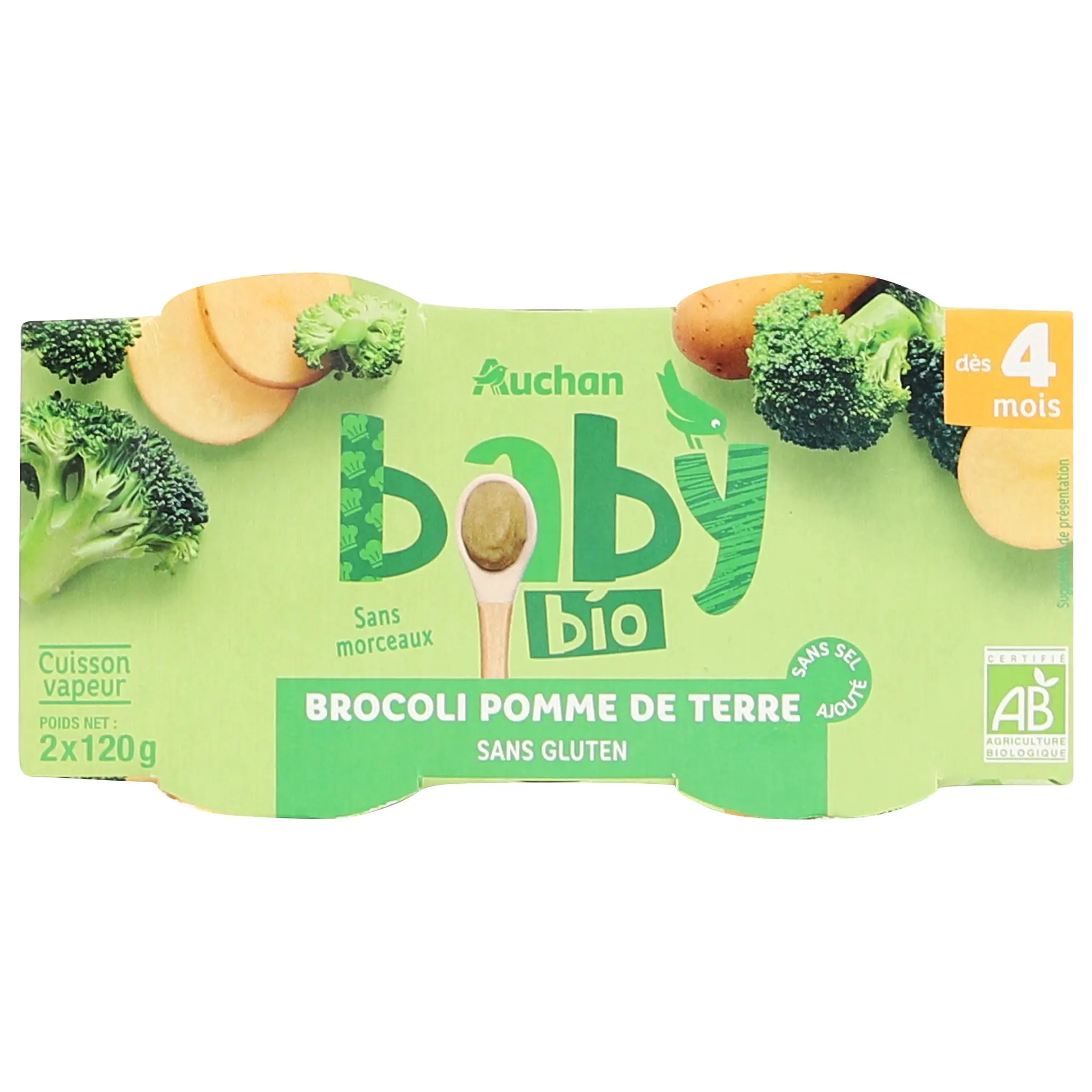 AUCHAN BABY BIO Bol brocoli pomme de terre dès 4 mois