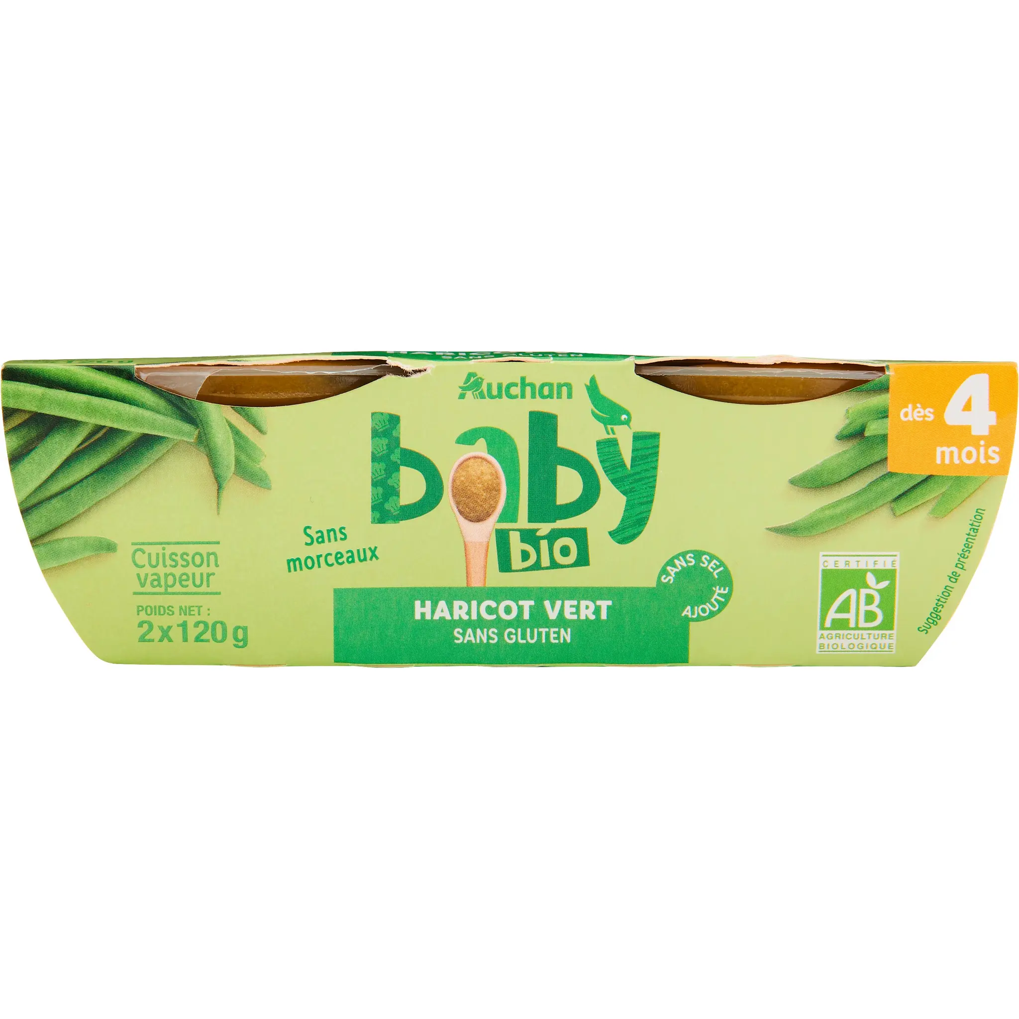 AUCHAN BABY BIO Bol haricot vert dès 4 mois