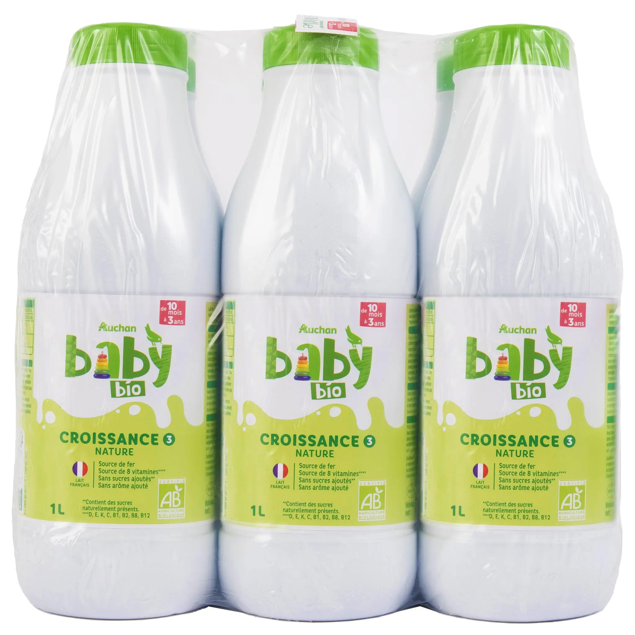 AUCHAN BABY BIO Lait de croissance liquide 3 dès 10 mois