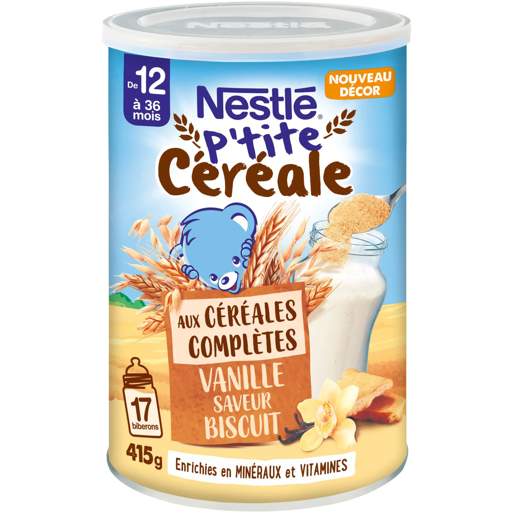 NATURNES P'tite céréale vanille saveur biscuit aux céréales complètes des 12 mois