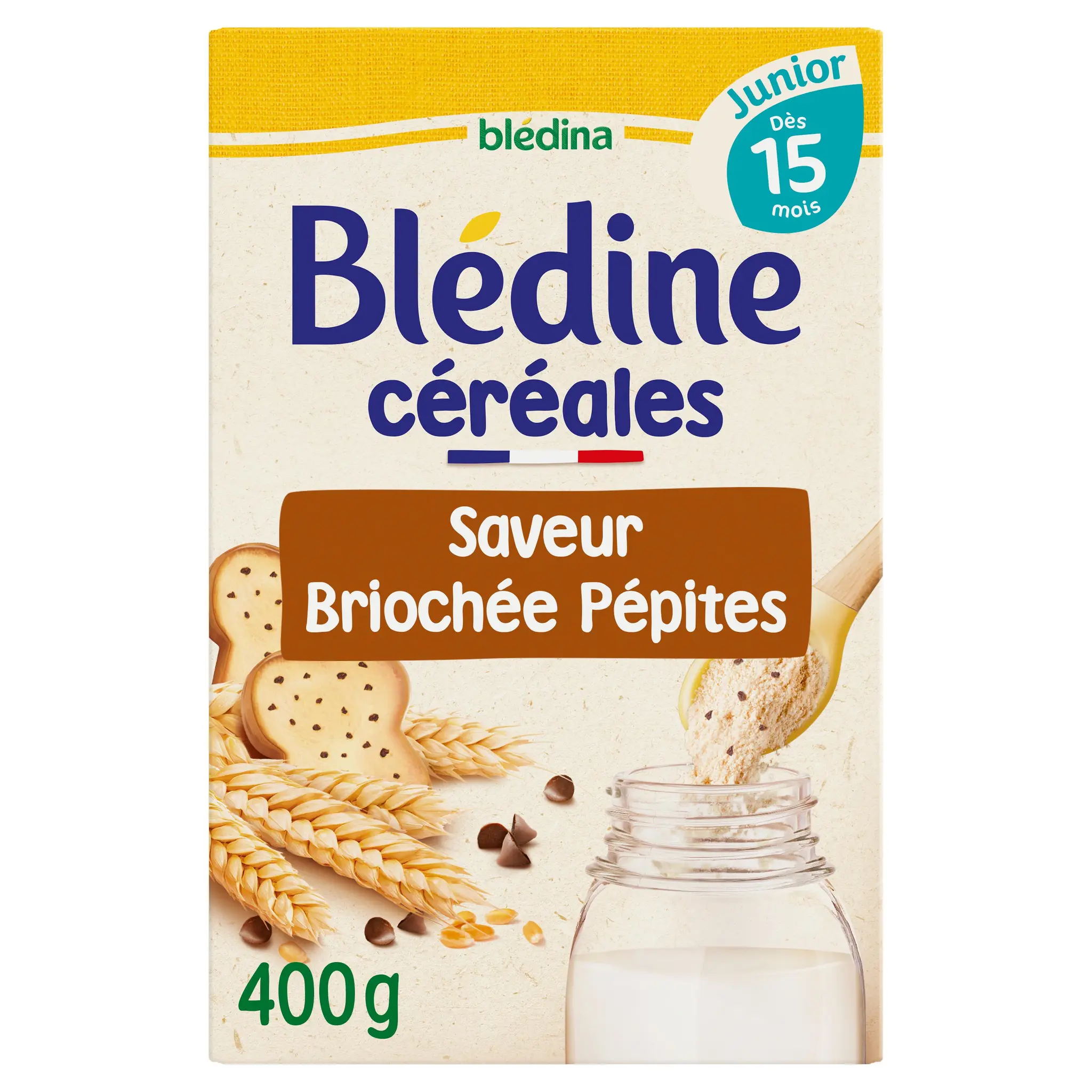 BLEDINA Blédine Céréales saveur brioche et pépites de chocolat en poudre dès 15 mois